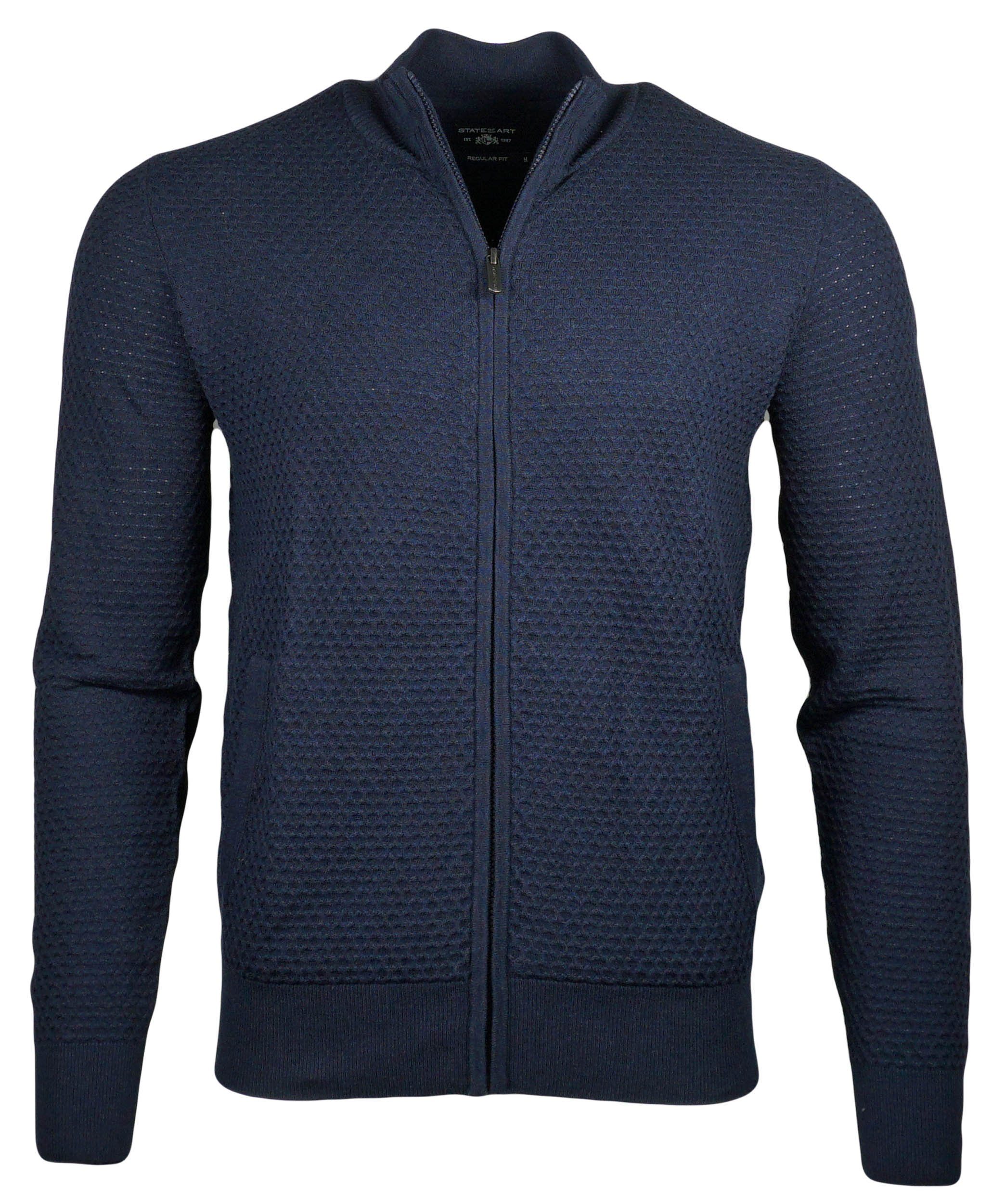 STATE of ART Strickjacke State Of Art Herren Cardigan Reißverschluss Stehkragen Strickjacke