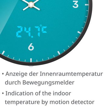 BRESSER Wanduhr MyTime LEDsec Wanduhr 24 cm mit Temperaturanzeige