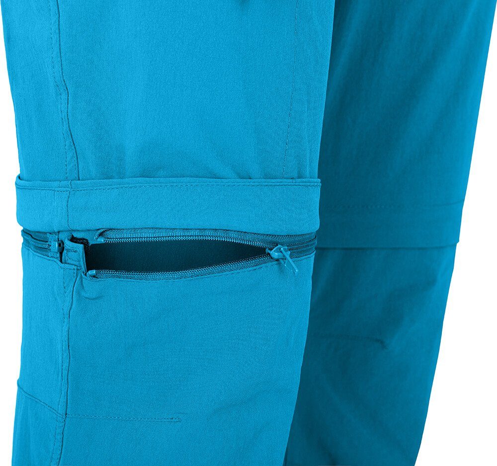Bergson Zip-off-Hose blau Damen pflegeleicht, Zipp-Off Kurzgrößen, vielseitig, (slim) Ozean Wanderhose, BENNETT