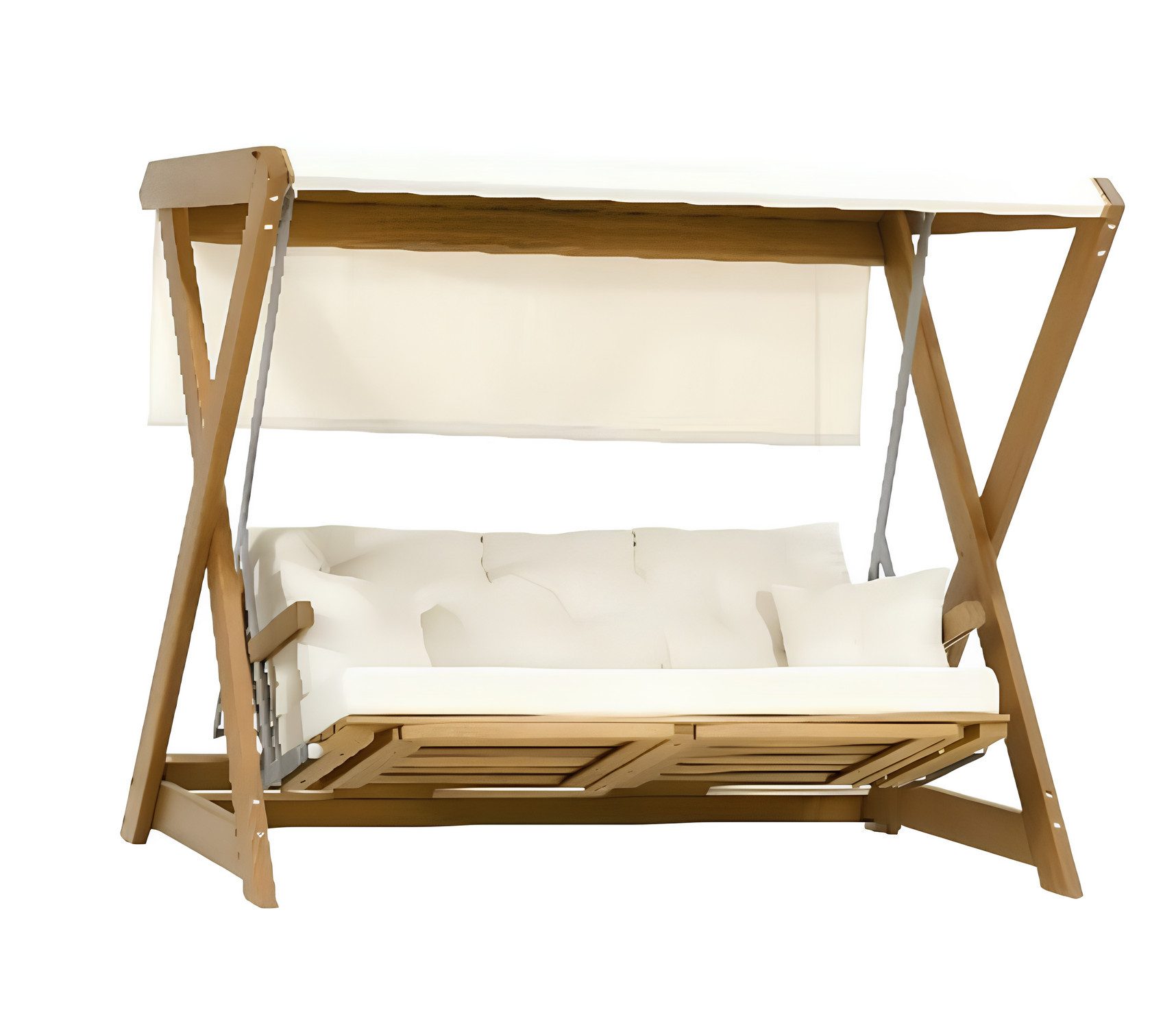 JVmoebel Hollywoodschaukel Gartenschaukel-Sofa Moderner Stil Weiß Holzrahmen Bequem Entspannend, 3 tlg.