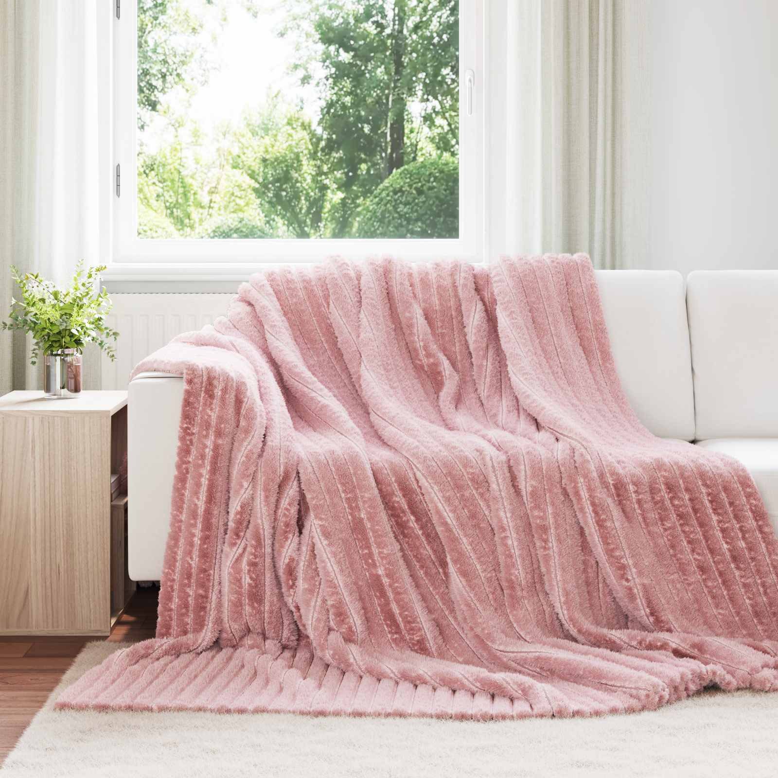 vidaXL Bettüberwurf Überwurfdecke Rosa 270 x 240 cm Fleece