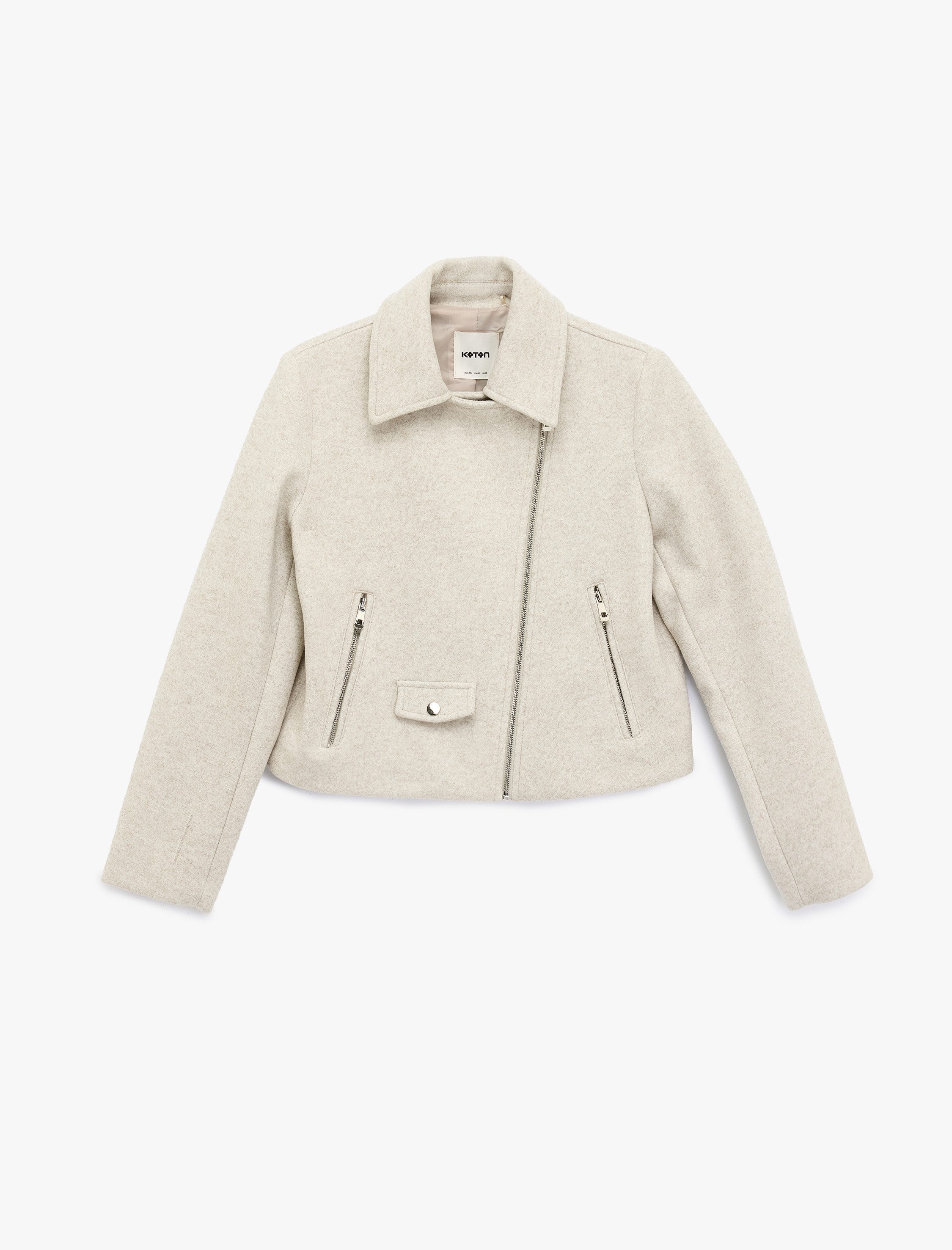 Koton Kurzjacke Koton Wolljacke Cropped Reißverschluss