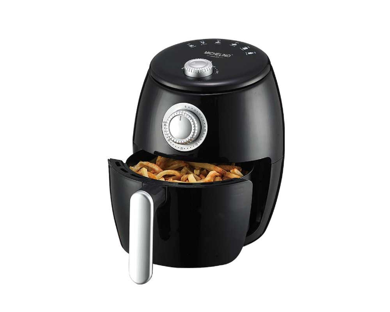 Michelino Heißluftfritteuse 1000W Airfryer 200°C Stufenlose von 80 bis Temperaturregelung 2,0L