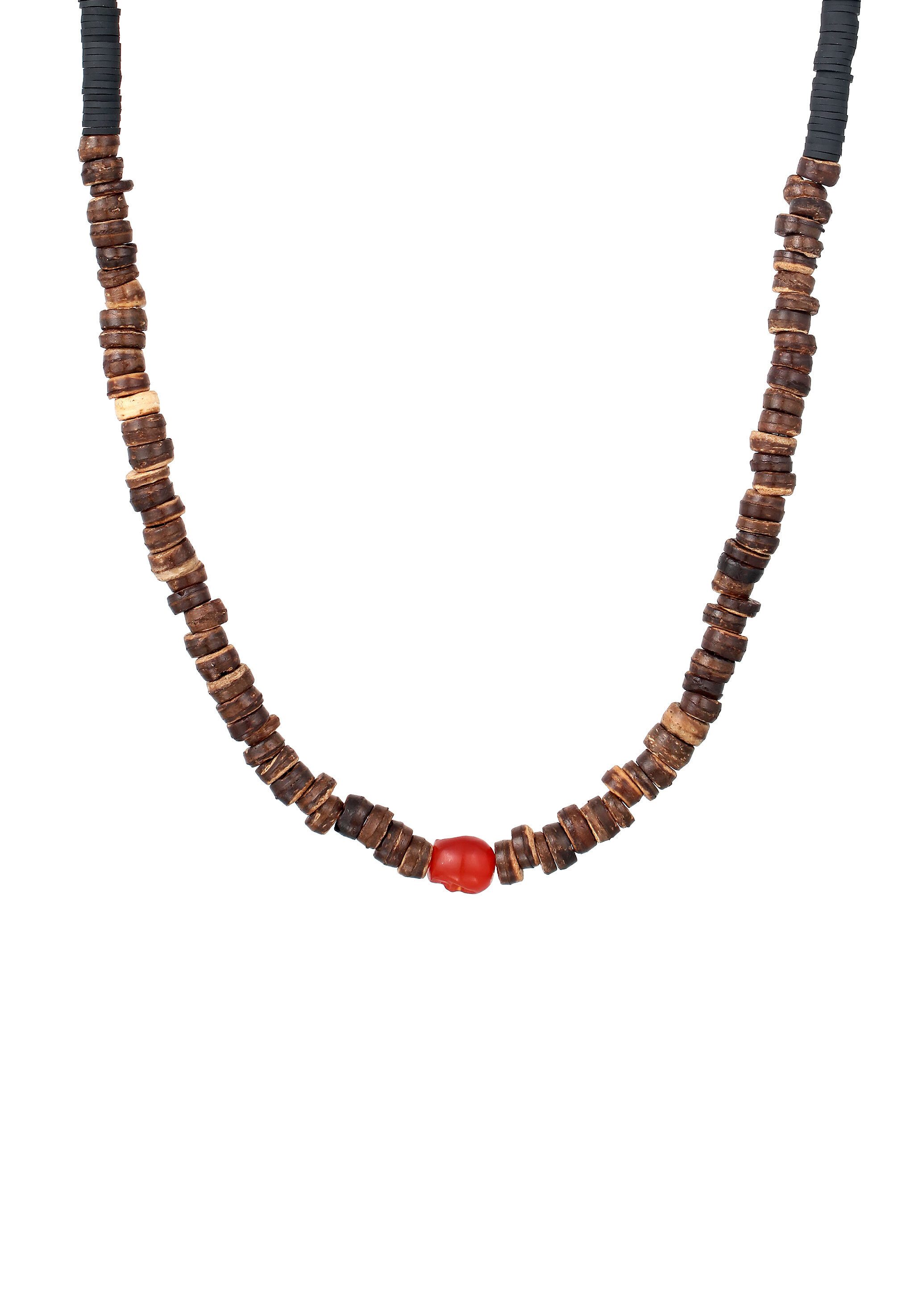 Kuzzoi Silberkette Cornelian Rot Heishi Perlen 925 Sterling Silber