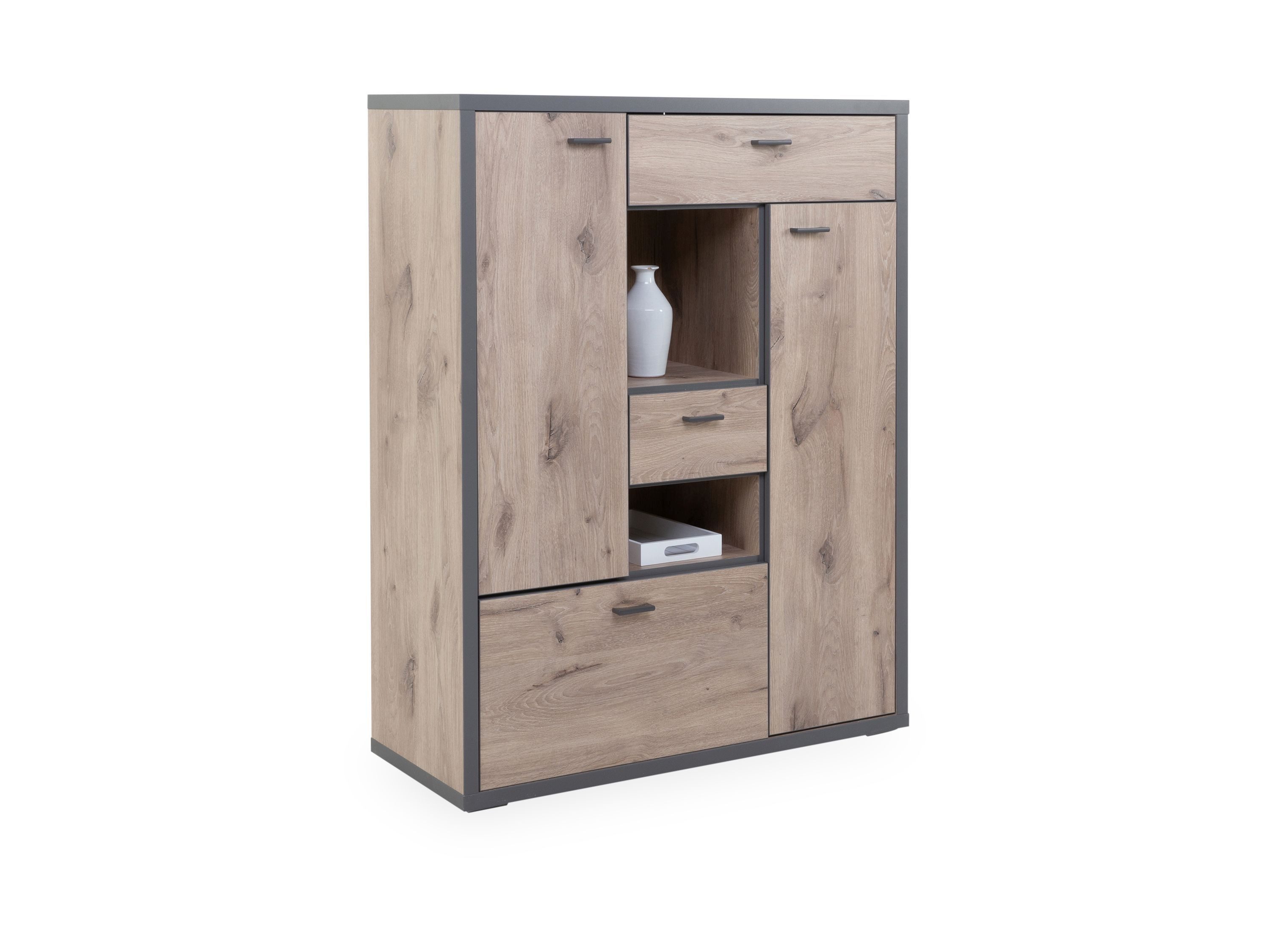 HARPER Highboard HARPER IMPERIA BHT 96x124x37 cm braun Hochkommode