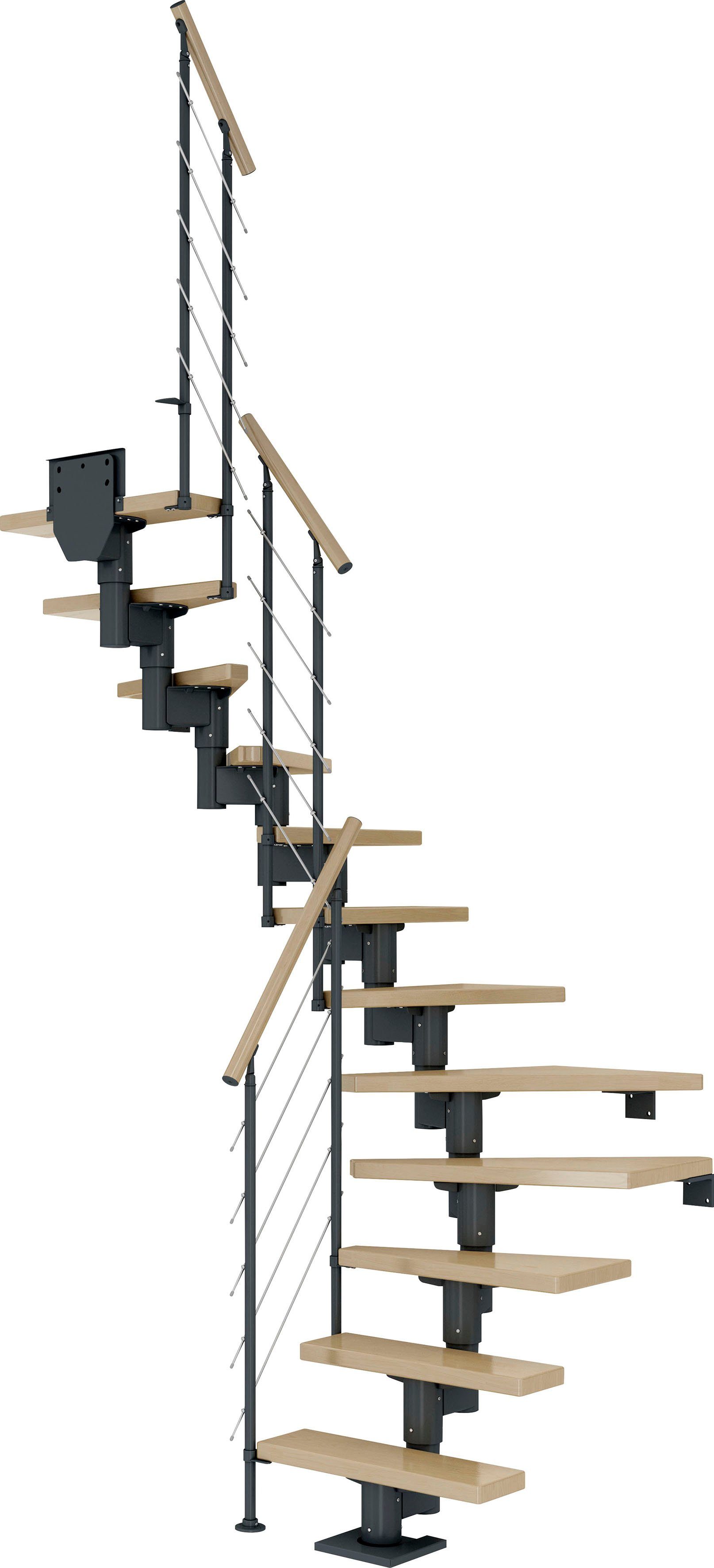Dolle Mittelholmtreppe Dublin, für Geschosshöhen bis 270 cm, Stufen offen, Ahorn/Metall