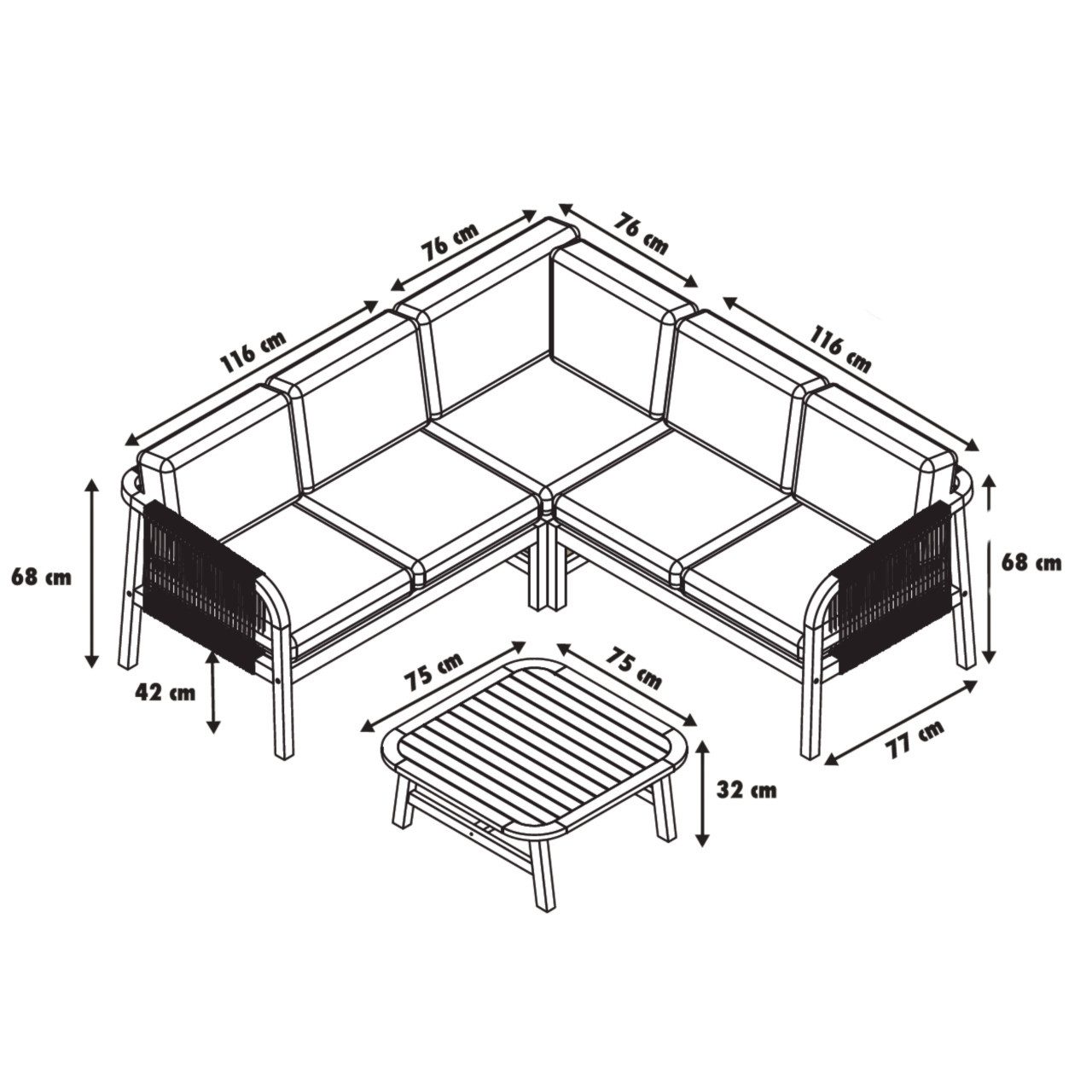 Primaster Gartenlounge-Set Primaster Gartenmöbel-Set Leros Holz, günstig online kaufen