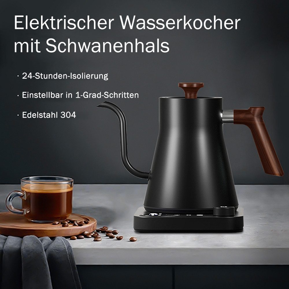 TUWENA Wasserkocher Heißwasserspender mit temperatureinstellung, Schwanenhals wasserkocher, 40-100°C einstellbar & Warmhaltefunktion, 1200W teemaschine, 0.9L – Bild 2 von 5