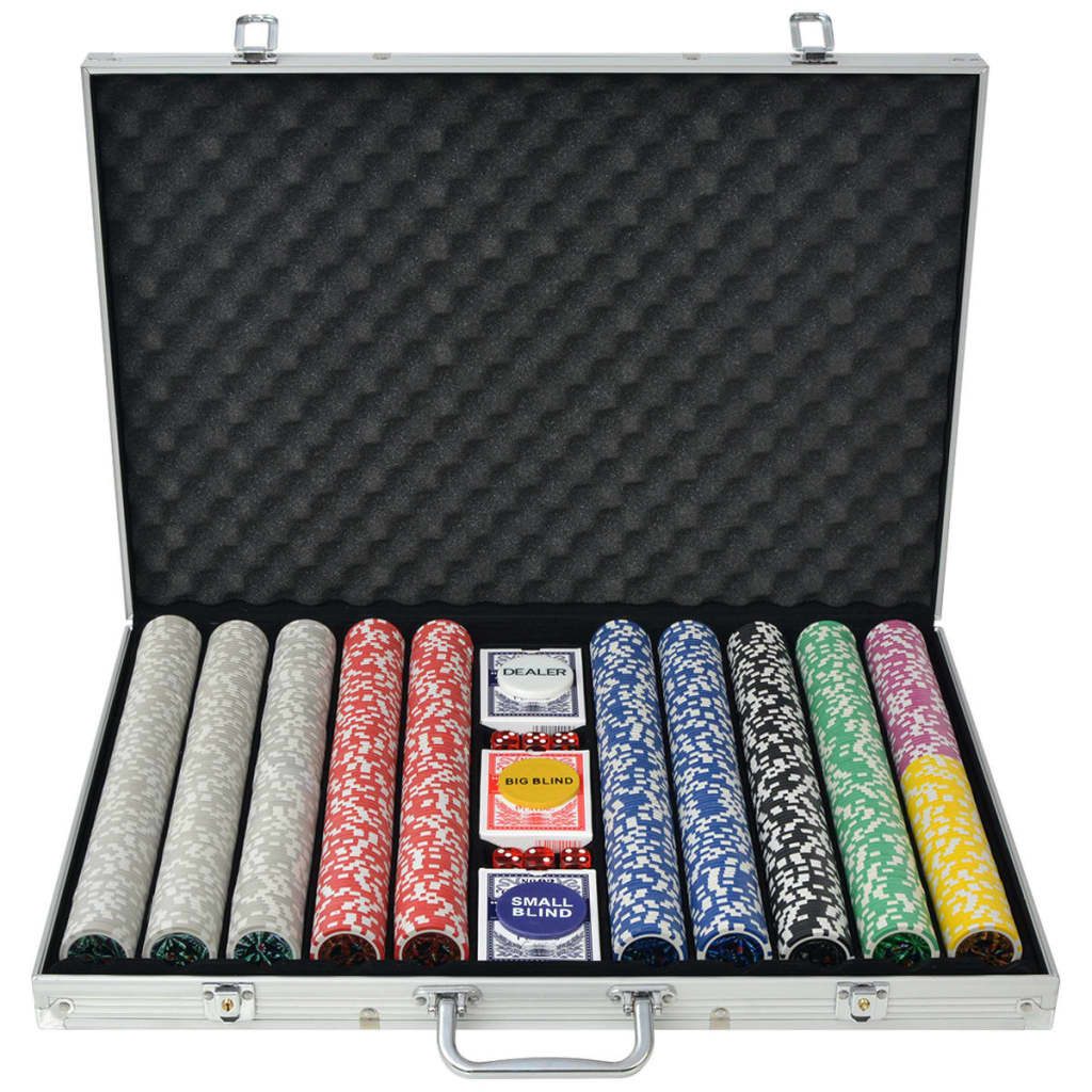 vidaXL Spiel Poker Set mit 1.000 Laserchips Aluminium, Pokerkoffer 1000 Laser Pokerchips Aluminium Koffer Pokerset Poker Set