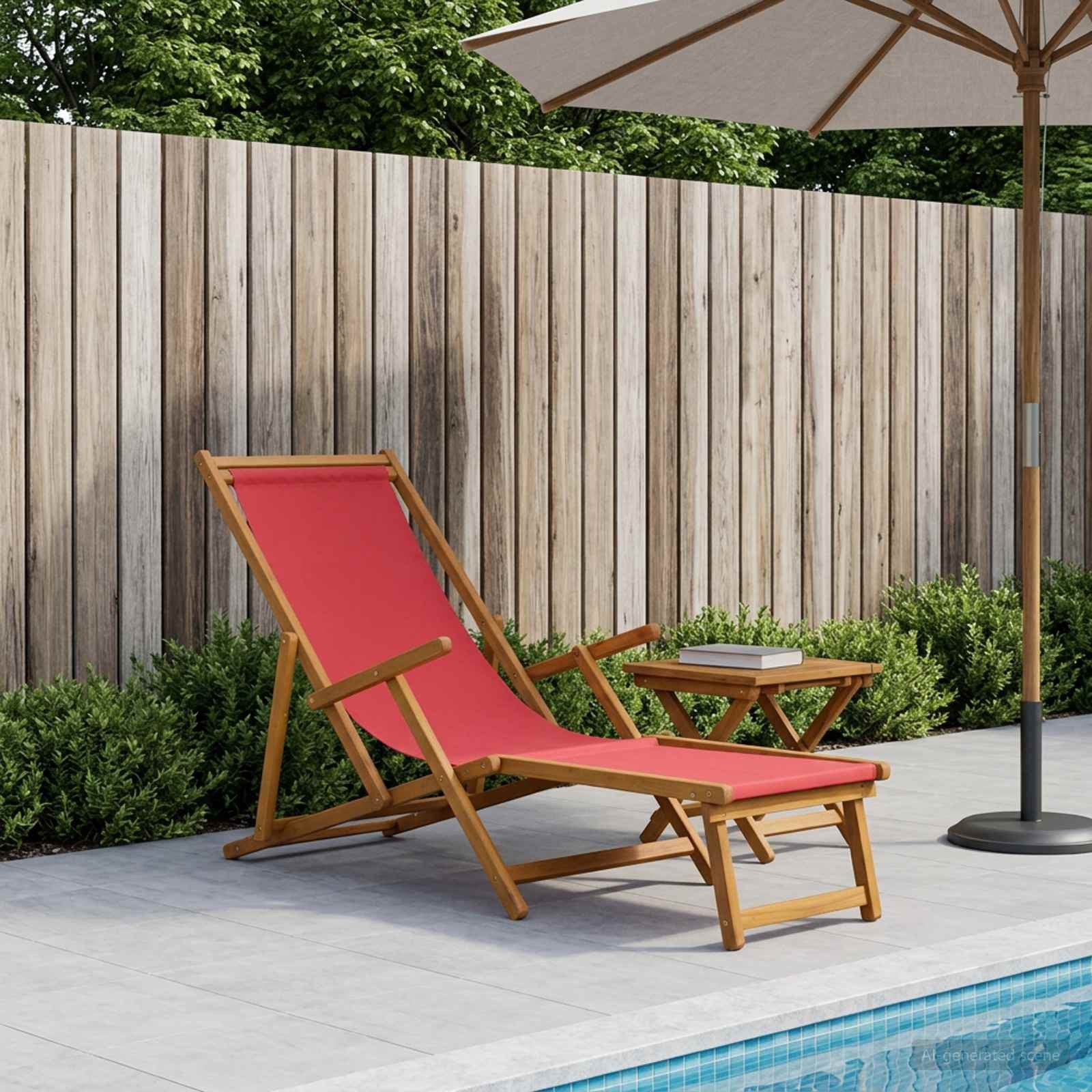 vidaXL Gartenliege Klappbare Sonnenliege 3 Position Massives Eukalyptus Holz Rot, 1 St.