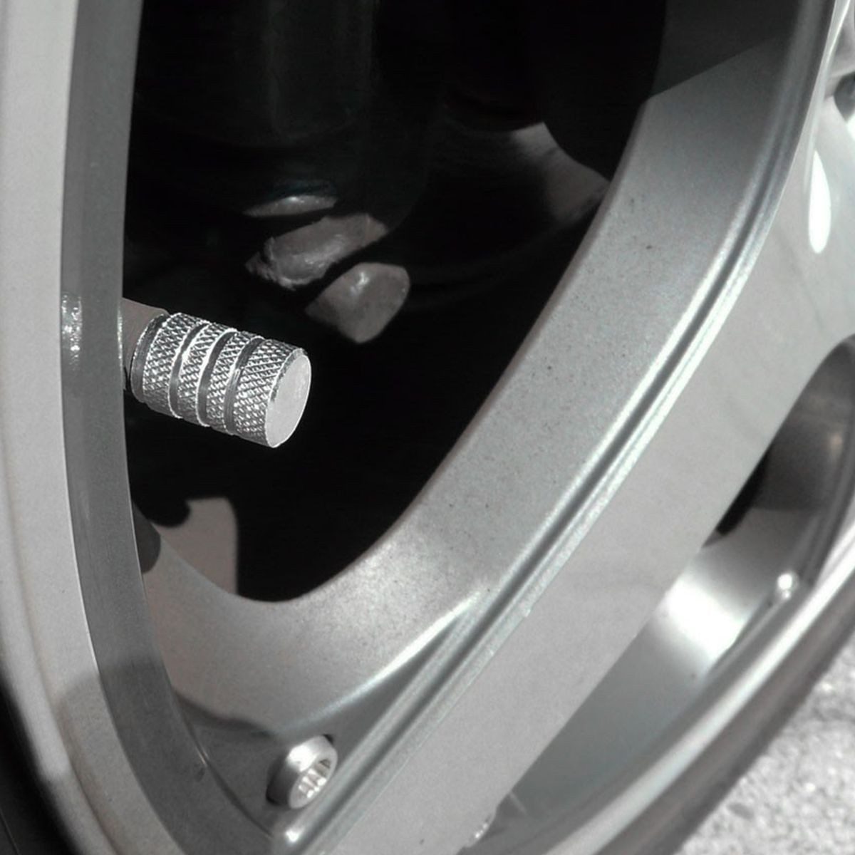 All Ride Ventilkappe Kappen für Ventile aus Aluminium rund mit Streifen und Riffelung H15mm, (5-St), Standard-Gewinde