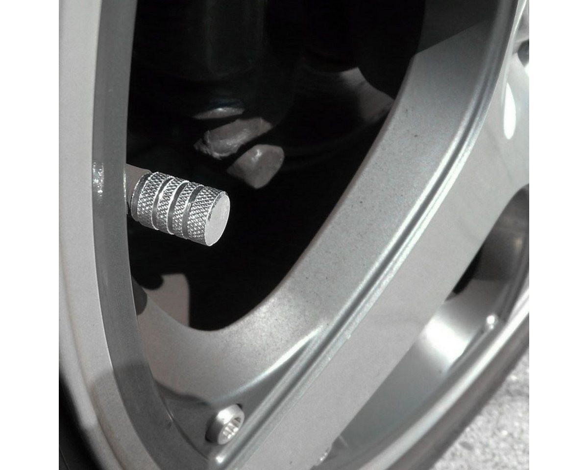 Thumbnail - All Ride Ventilkappe Kappen für Ventile aus Aluminium rund mit Streifen und Riffelung H15mm, (5-St), Standard-Gewinde