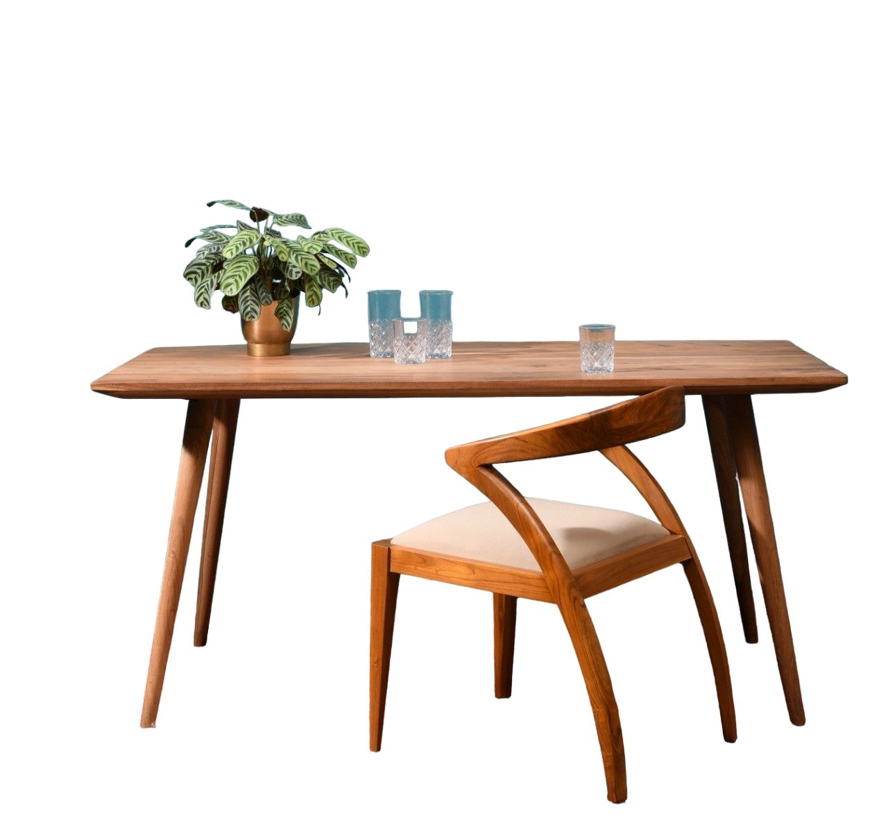 Vintagehaus Esstisch Retro Massivholz Trapez Akazie Natur 180