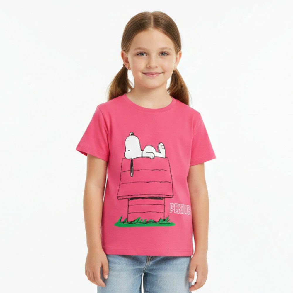 Snoopy Print-Shirt Peanuts Snoopy Kinder Mädchen kurzarm T-Shirt Shirt Gr. 92 bis 128, 100% Bauwolle