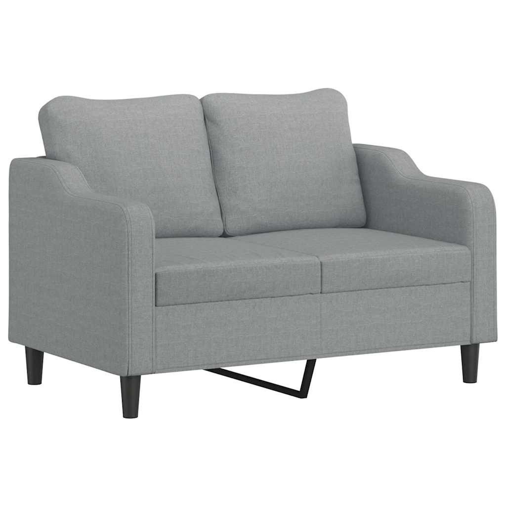 vidaXL Sofa 3-tlg. Sofagarnitur mit Kissen Hellgrau Stoff