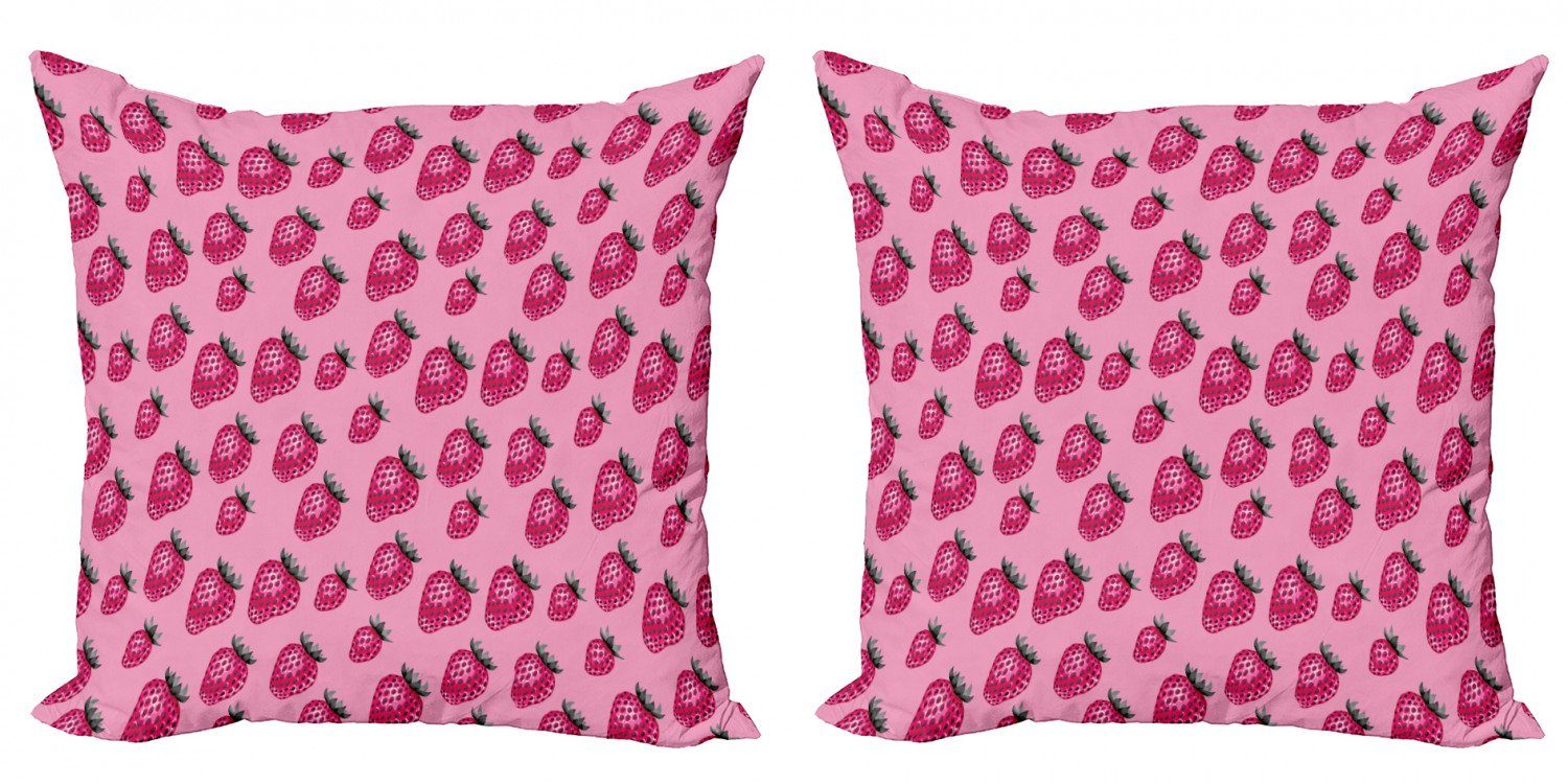 Kissenbezüge Modern Accent Doppelseitiger Digitaldruck, Abakuhaus (2 Stück), Obst Pop-Art-Art-Erdbeere
