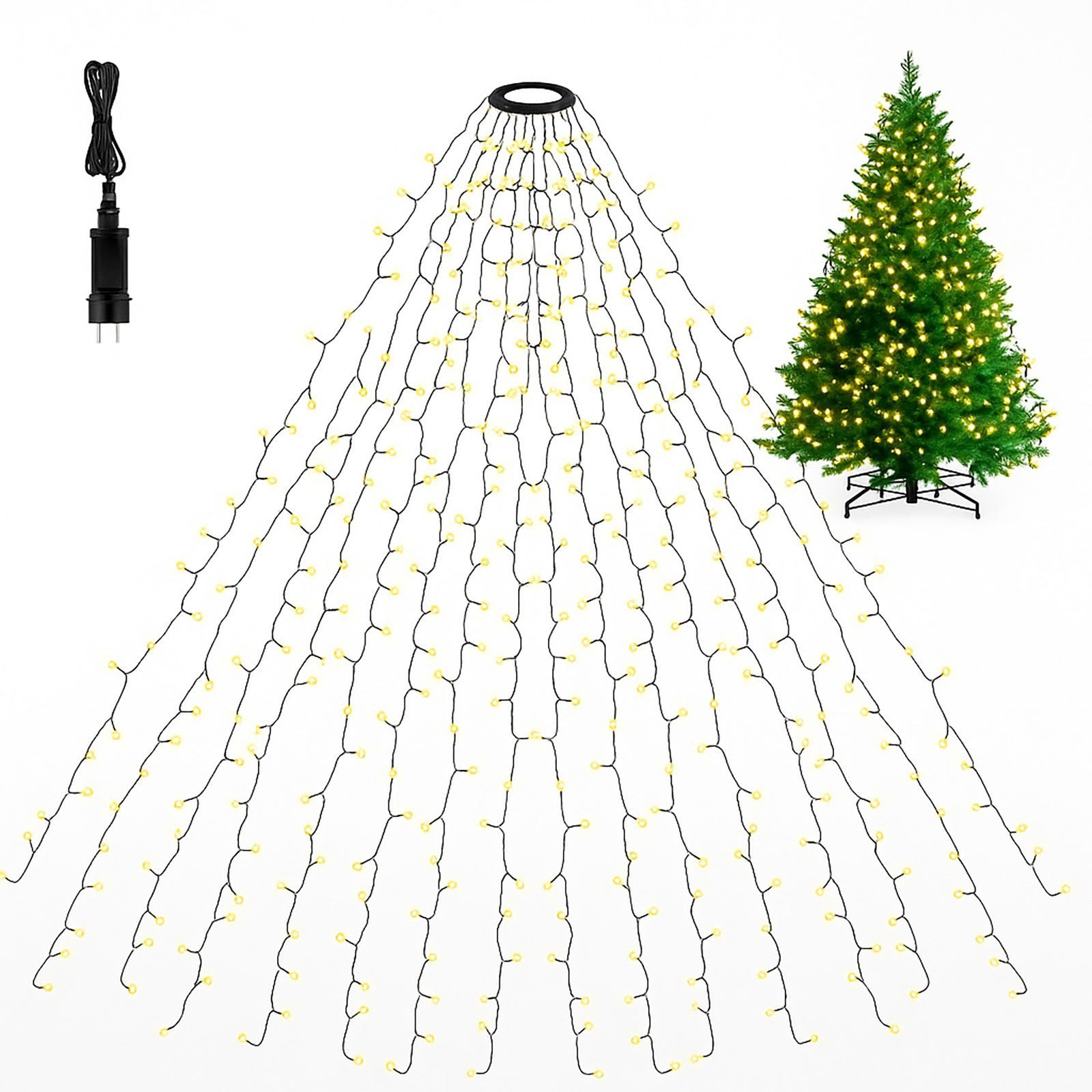 BURI Lichterkette Tannenbaum Leuchtnetz Lichternetz 200 LEDs 2,50m Leuchtvorhang Lichter