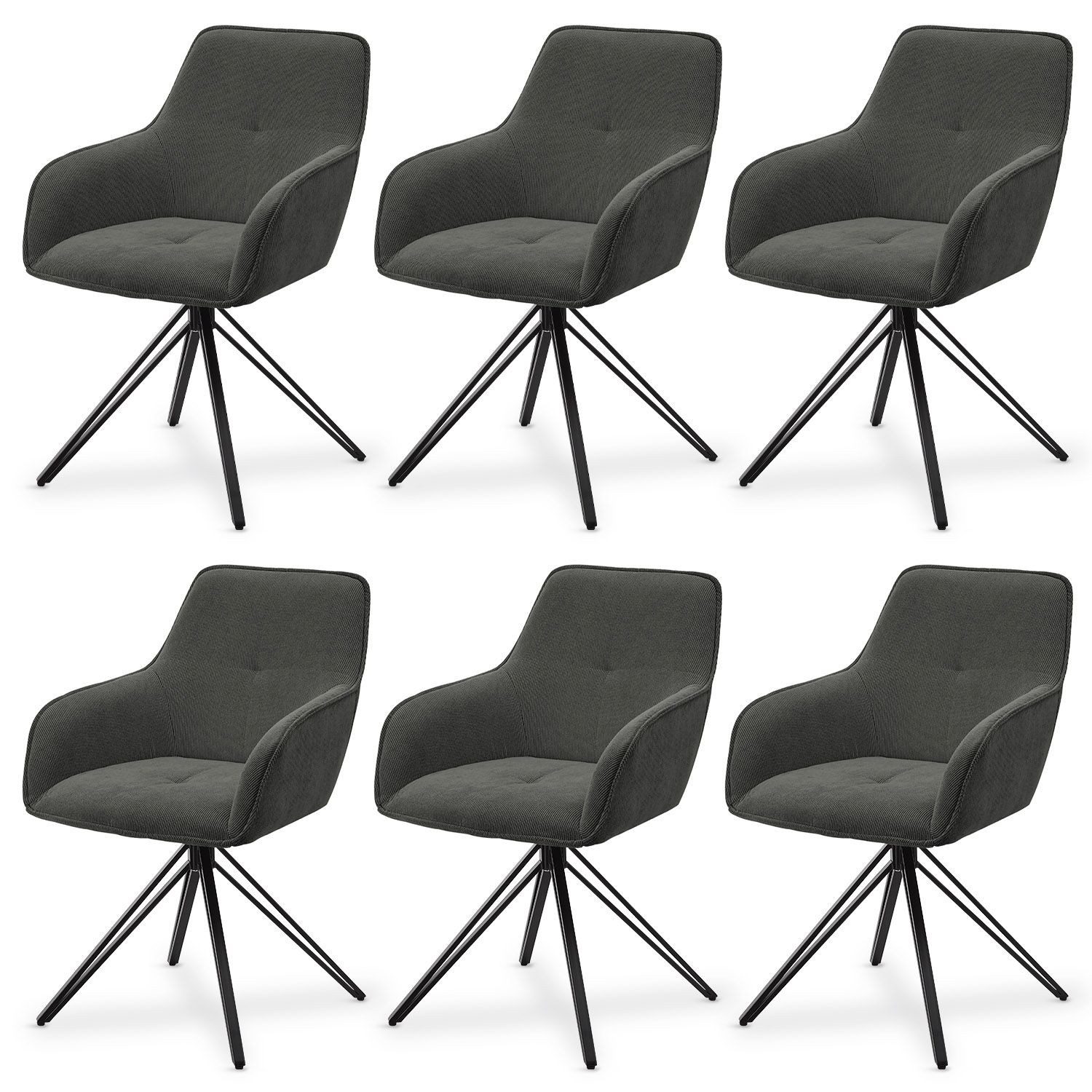 Juskys Esszimmerstuhl Clyde, 6er Set, Stoff günstig online kaufen