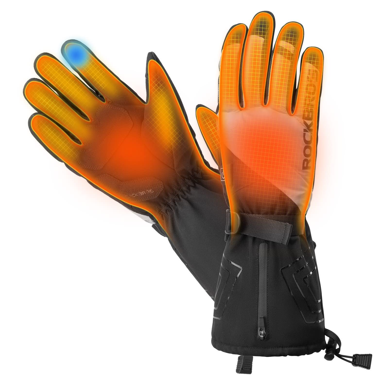 ROCKBROS Fahrradhandschuhe Beheizbare Winterhandschuhe, Thermohandschuhe für Skifahren, Radfahren BATTERY HEATED As a gift
