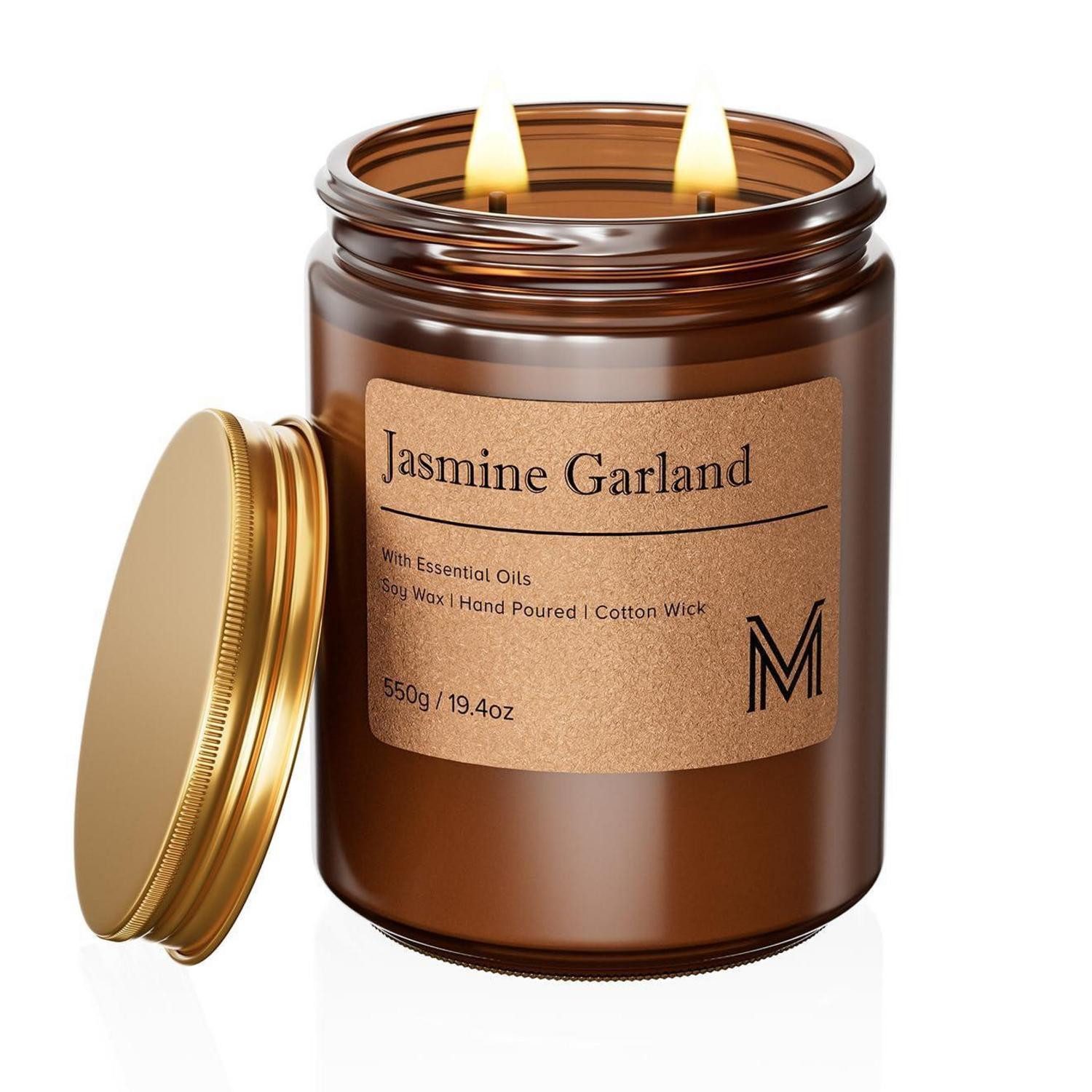 LuxusKollektion Duftkerze Duftkerze Groß Jasmin-Girlande Sojawachs 550g