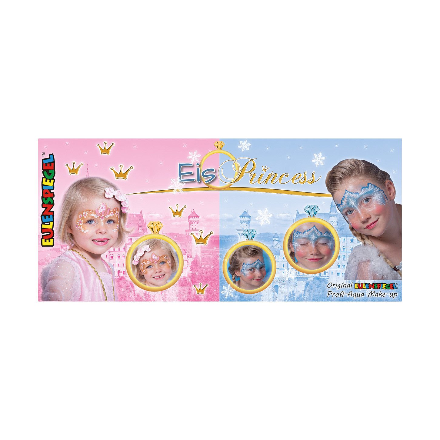 Eulenspiegel Theater Schminkpalette Eisprinzessin Metall-Palette mit 10 Farben+Glitzer+Pinseln (1-tlg), Made In Germany, dermatologisch getestet