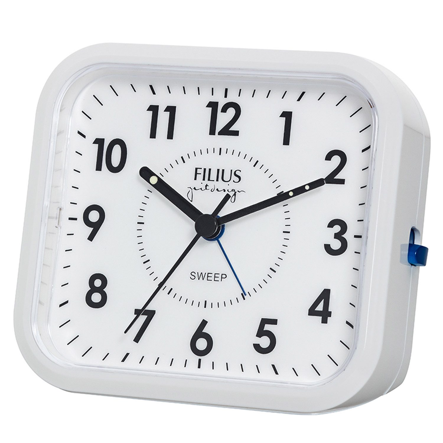 Filius Quarzwecker ohne Ticken Quarz 10 x 9 cm Weiß
