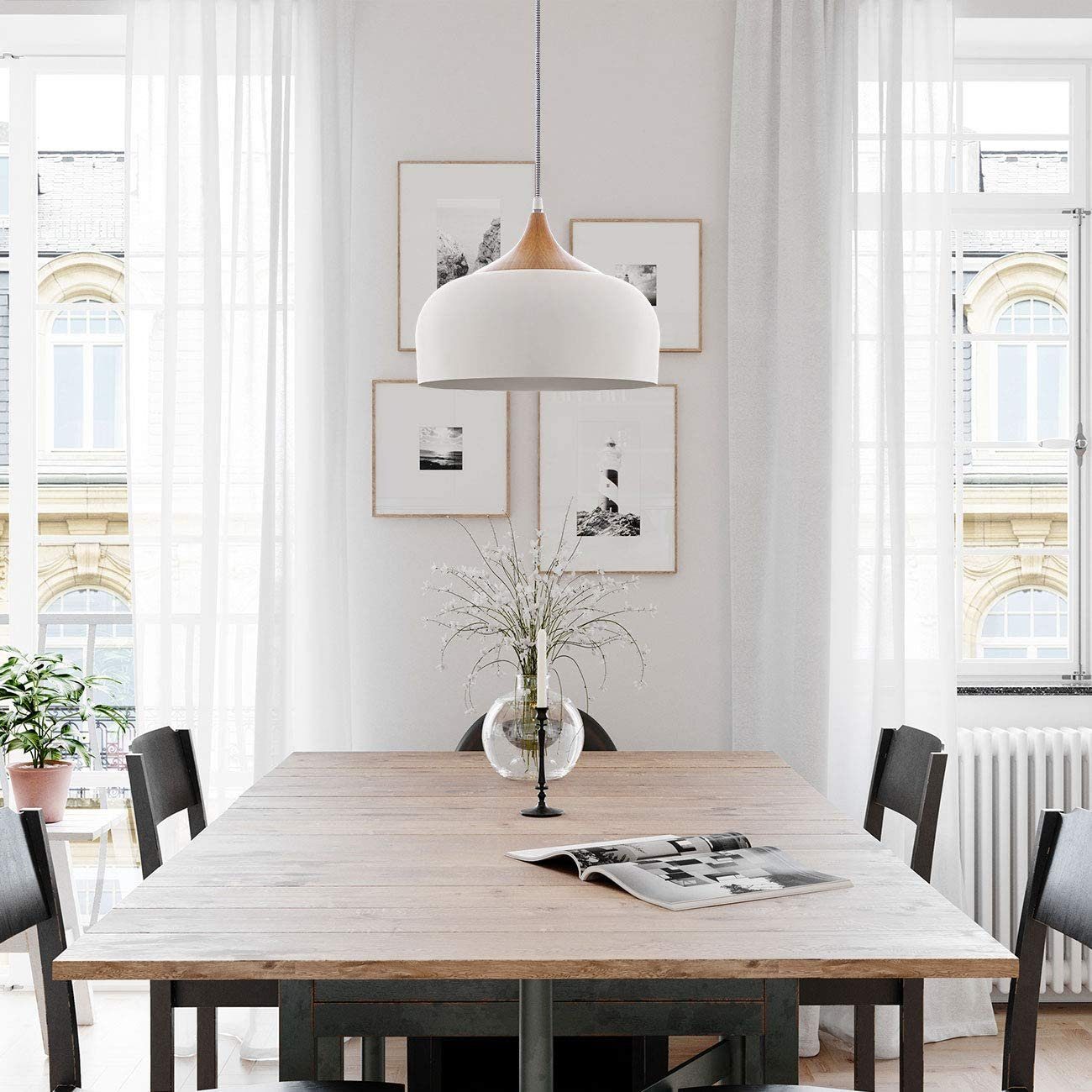 Pendelleuchte E27 Küche Metall Skandinavisch weiss Wohnzimmer 