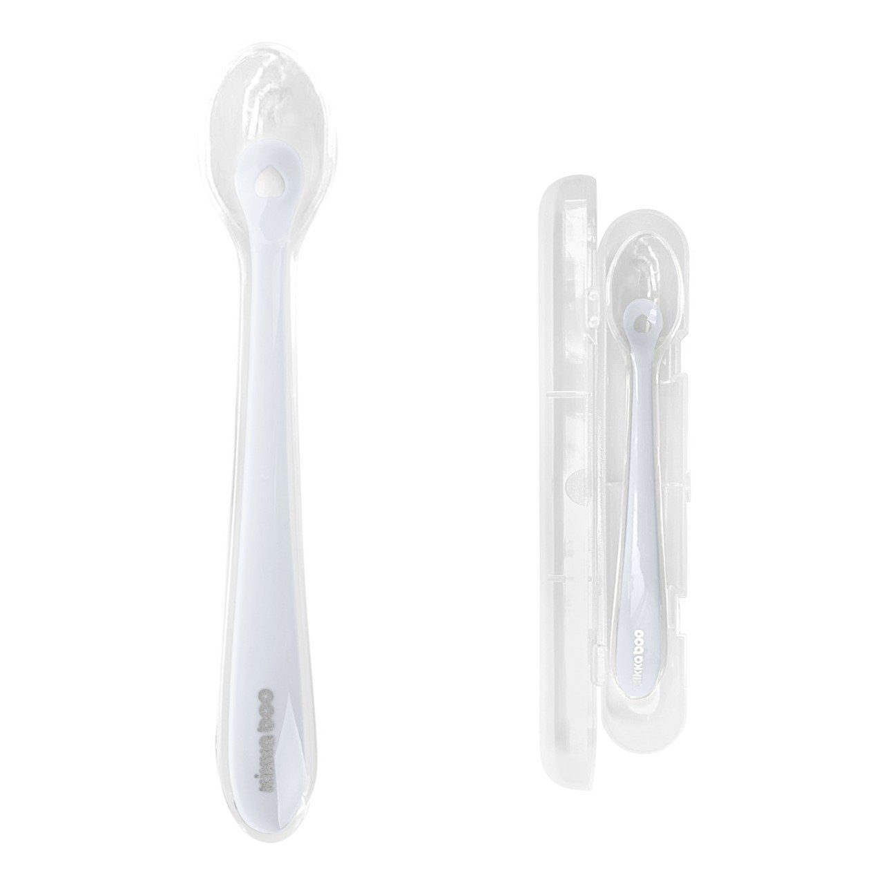 Kikkaboo Kinderlöffel Baby Silikonlöffel mit Etui, Etui Silikonspitze, langer Griff, ab 4 Monate