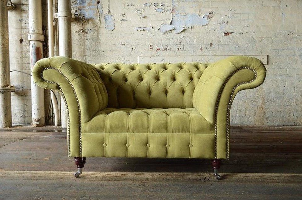 Xlmoebel Chesterfield-Sofa Chesterfield Couch 1-Sitzer Polsterstoff Grün für Fernseher, 1 Teile, Made in Europa