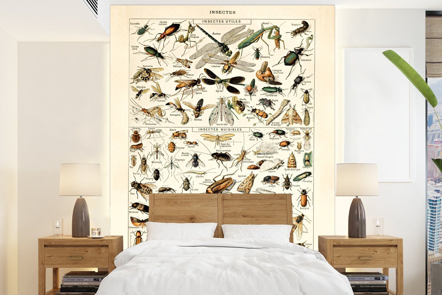 MuchoWow Fototapete Insekten - Tiere - Gestaltung, Matt, bedruckt, (4 St), Montagefertig Vinyl Tapete für Wohnzimmer, Wandtapete