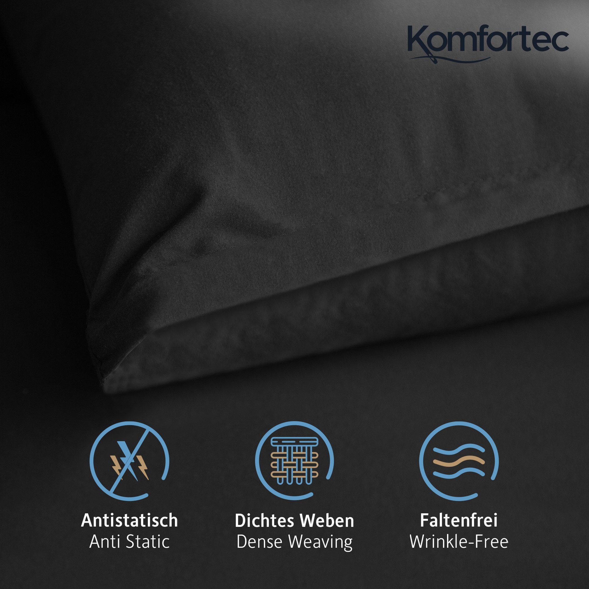 Komfortec Kissenbezug Premium Kopfkissenbezug, gebürstet 100% Mikrofaser 90g/m², (2 Stück), 40x80 cm mit Reißverschluss, Superweiches Kissenhülle Set