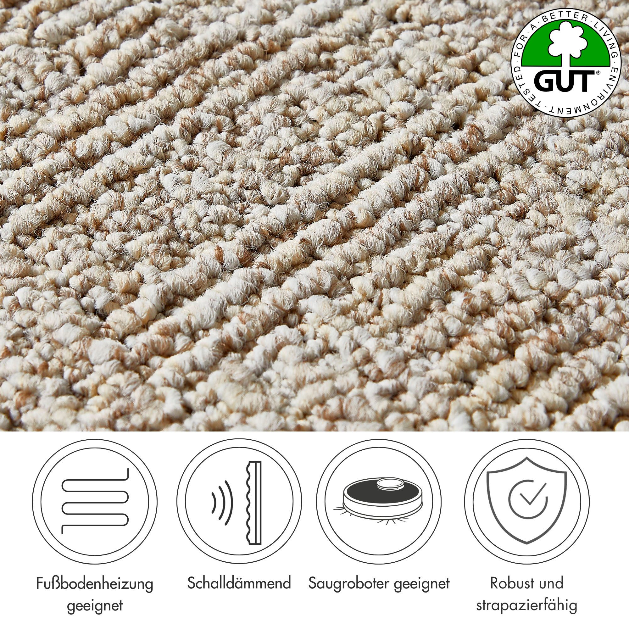 Andiamo Teppichboden Patras, Strukturschlinge, Gesamthöhe 8,5 mm, Luxusklasse LC2, rechteckig, Breite 400 cm oder 500 cm, Höhe 8,5 mm, strapazierfähig & robust