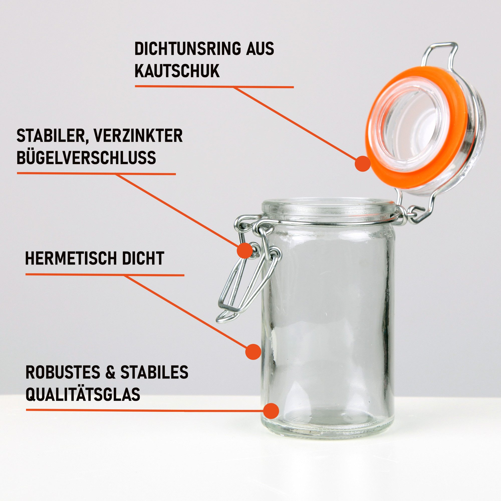 Bestlivings Einmachglas mit Bügelverschluss 70ml, Glas, (24-tlg), luftdicht, wiederverwendbar, spülmaschinengeeignet – Bild 3 von 5