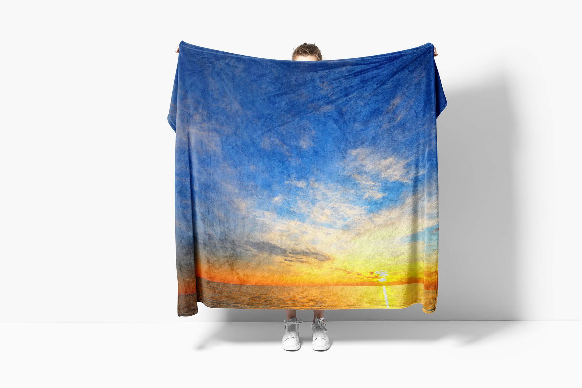 Kuscheldecke Handtücher mit Handtuch (1-St), Baumwolle-Polyester-Mix Saunatuch Ho, Sonnenuntergang Strandhandtuch Fotomotiv Handtuch Art Sinus