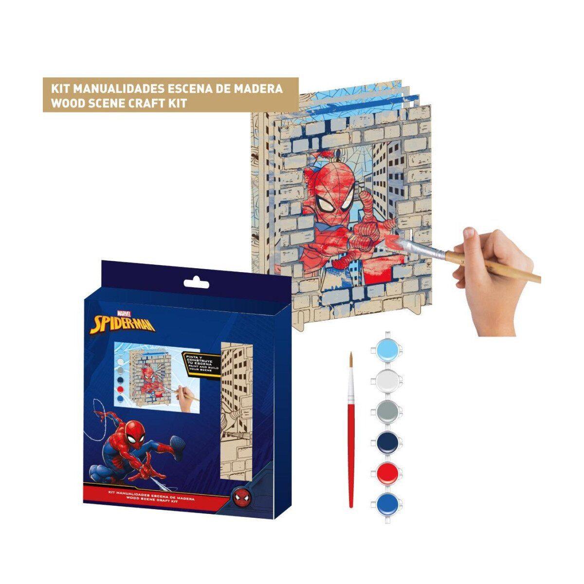 Spiderman Kreativset Spiderman Holzbild zum Bemalen DIY Wanddeko Marvel