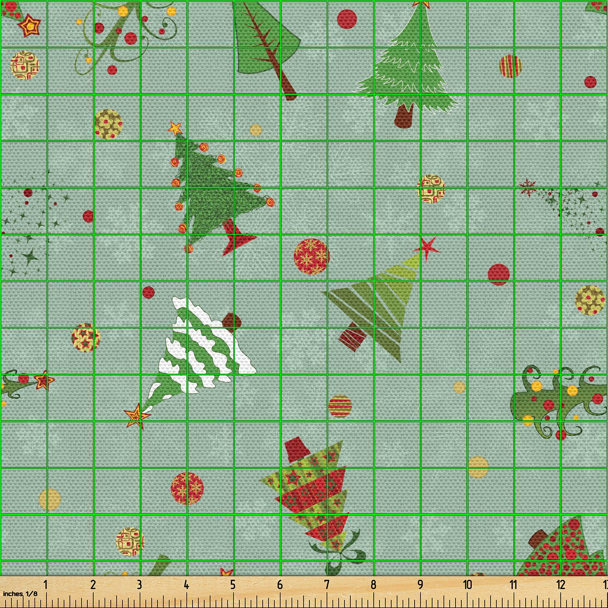 Thumbnail - Abakuhaus Stoff Schön Gewebten Stoff für Polster und Wohnaccessoires, Weihnachten Feiertags-Baum-Muster