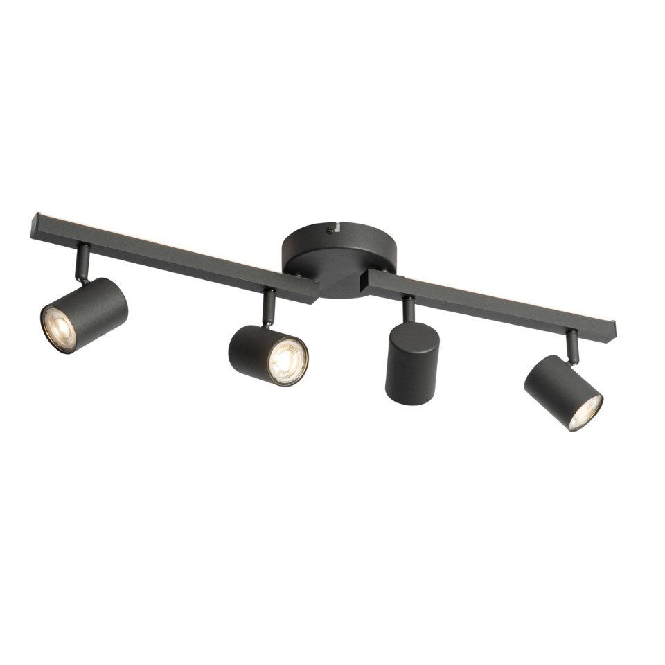 Qazqa LED Aufbaustrahler Back up, LED fest integriert, Extra-Warmweiß, QAZQA Aufbau­spot, integrated, Schwarz, Stahl, Modern