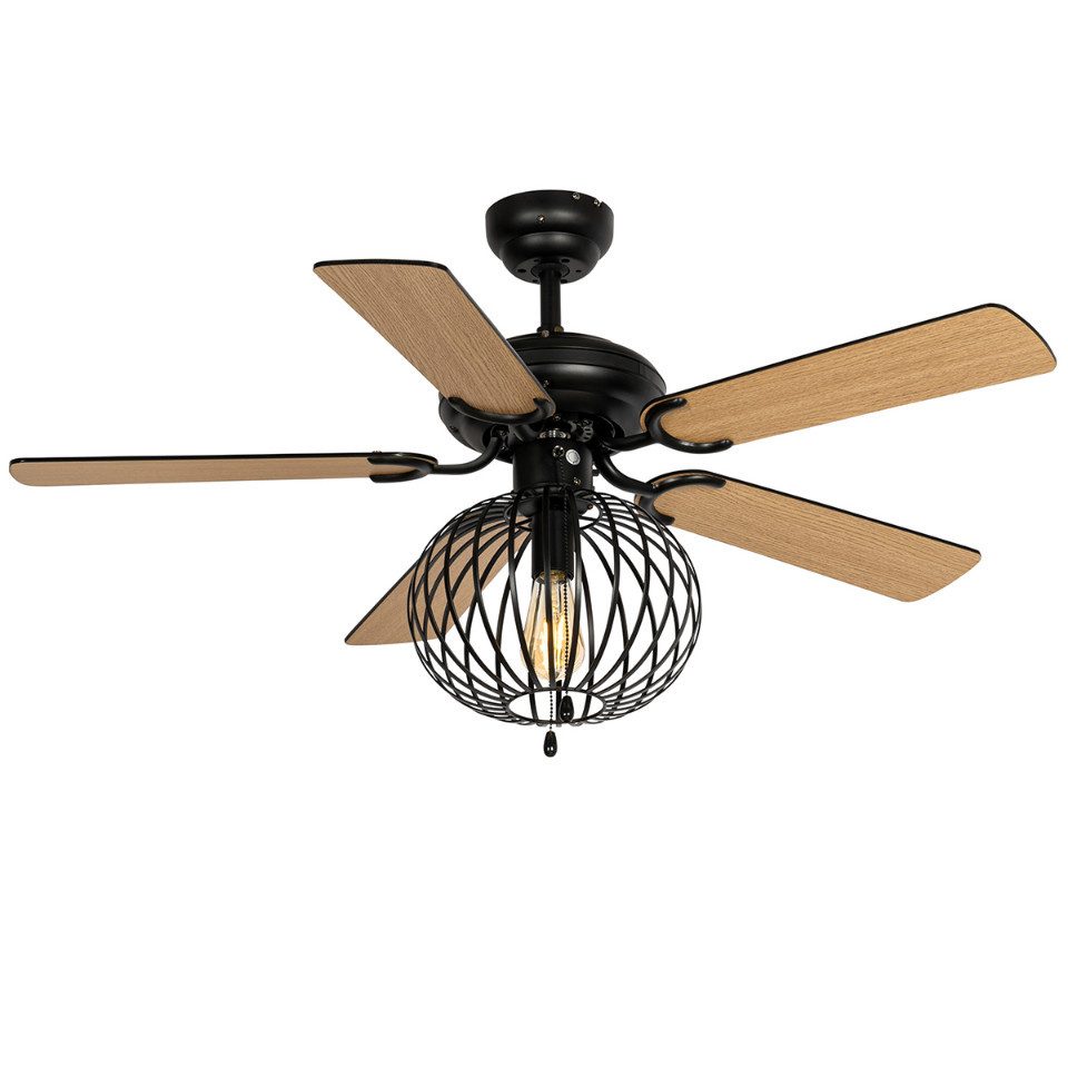 Qazqa Deckenventilator Mistral, E27, Schwarz, Industrie, günstig online kaufen