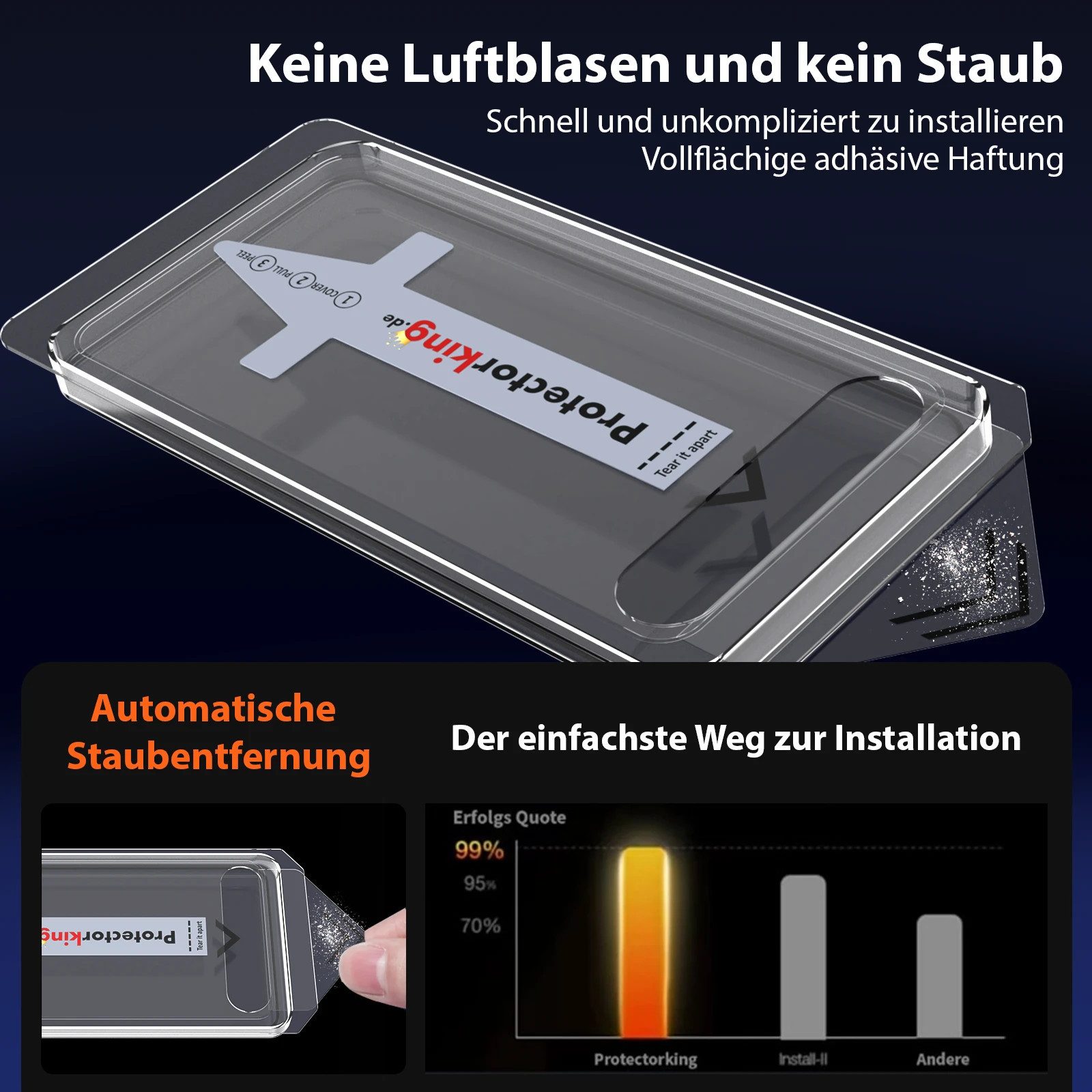 Protectorking Displayschutzfolie 2x 9H Panzerglas für Samsung Galaxy A56 5G KLAR Full-Screen Protector für Samsung Galaxy A56 5G, 2 Stück, Displayschutz, gegen  – Bild 3 von 5