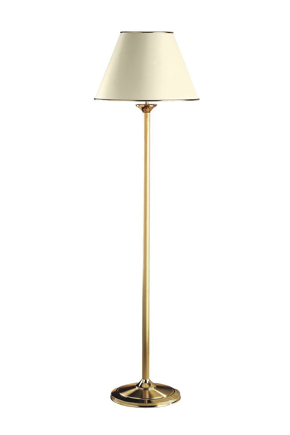 Licht-Erlebnisse Stehlampe PENELO, ohne Leuchtmittel, Standleuchte E27 155 cm Creme Messing Klassisch Stehleuchte