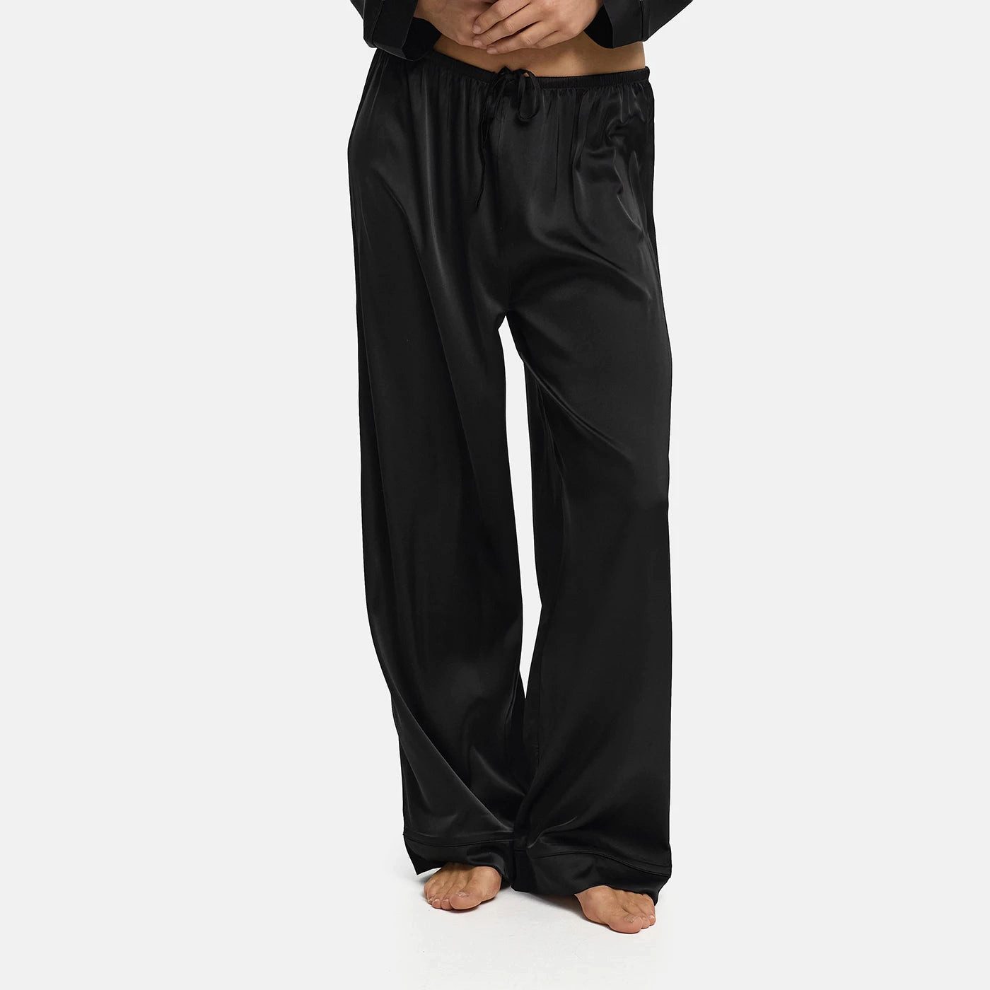 Pyjamahose Satin Pyjamahose-Schwarz-XL