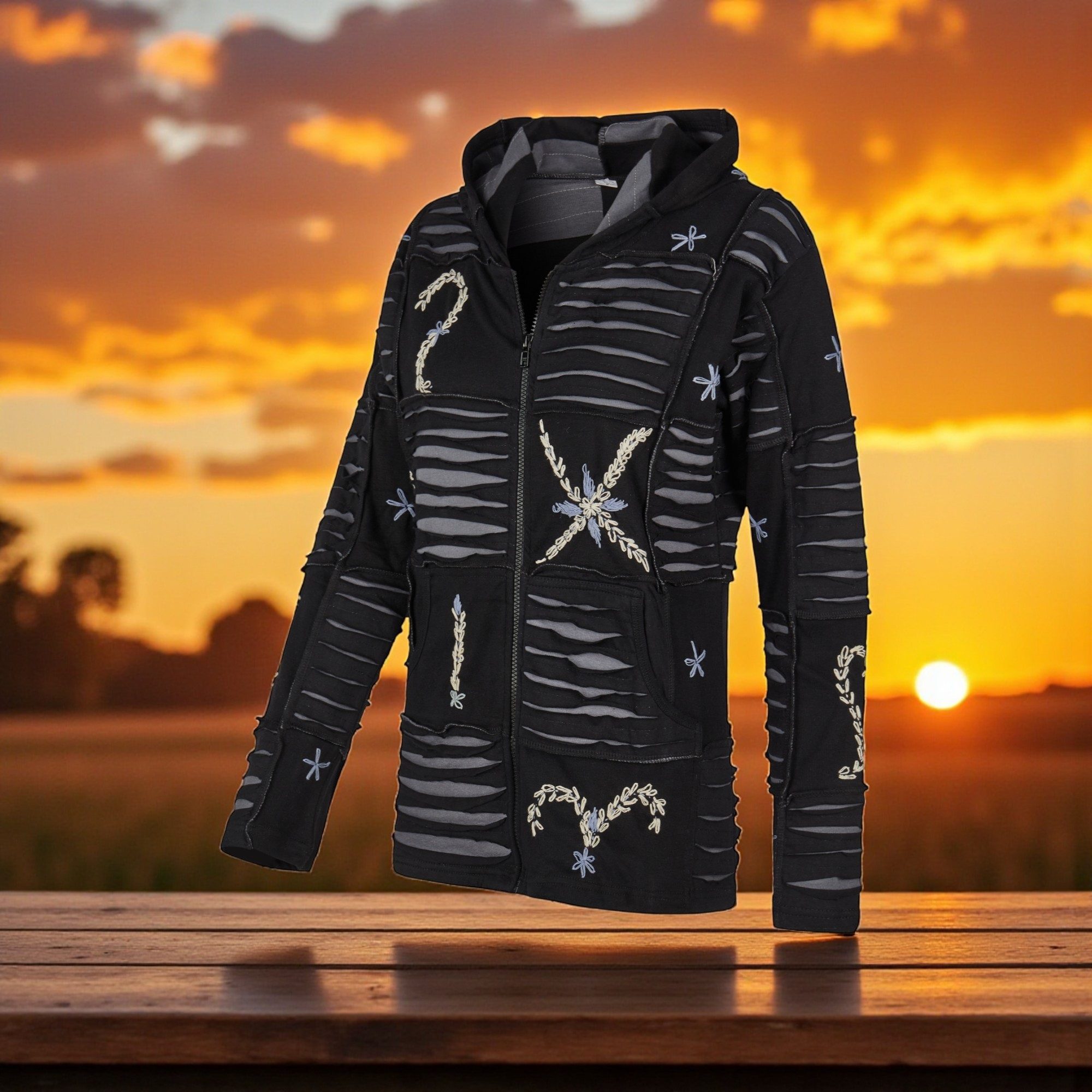 Mein Style Sweatjacke Baumwoll Patch Jacke schwarz (1 Stück, 1-tlg., 1 Stück) kann als Jacke oder Pullover getragen werden – Bild 4 von 5