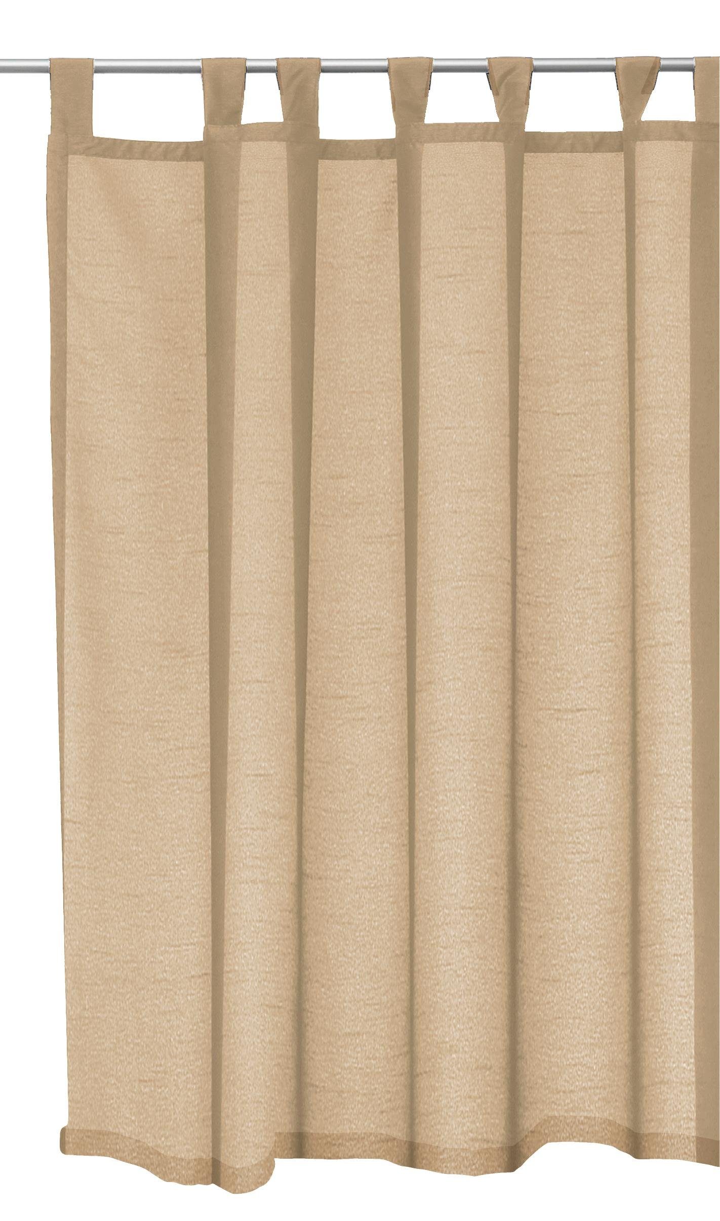 Gardine Vorhang halbtransparent Seidenglanz Schlaufen, Haus und Deko, Schlaufen (1 St), halbtransparent, Polyester Beige