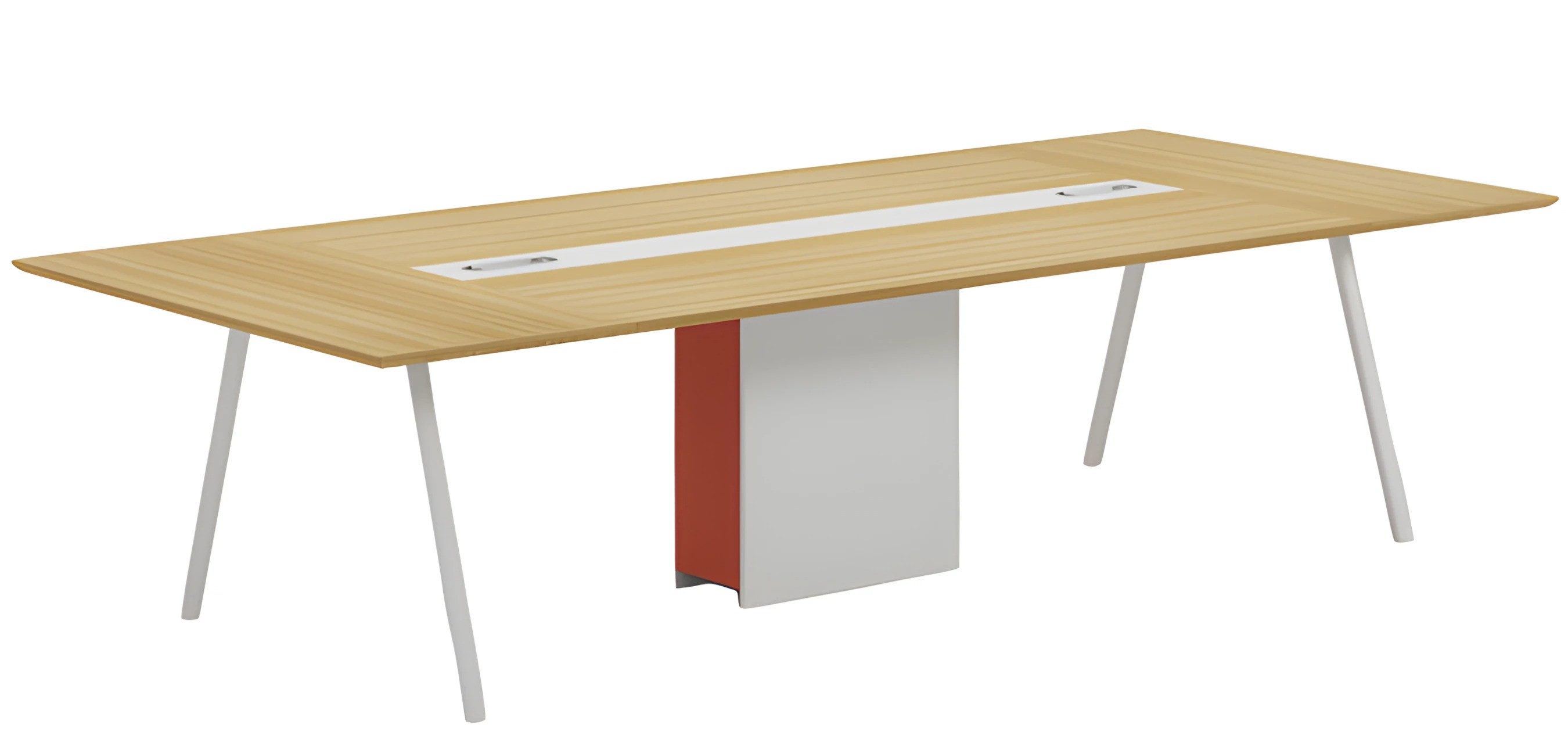 JVmoebel Konferenztisch Moderner Konferenztisch Holzoptik Natur Weiß Orange mit Kabelkanal, Made in Europe