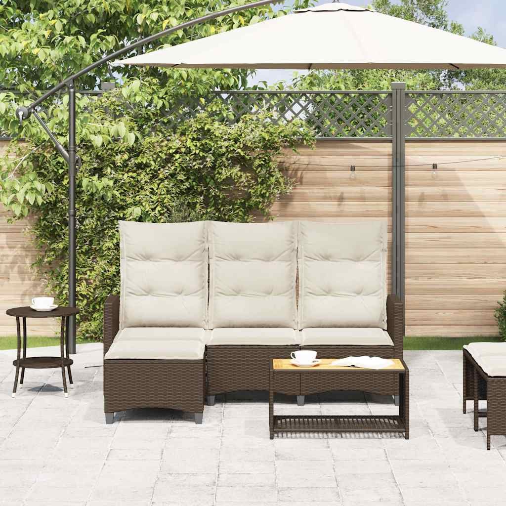vidaXL Loungesofa Gartensofa mit Liegefunktion Kissen L-Form Braun Poly Rat günstig online kaufen