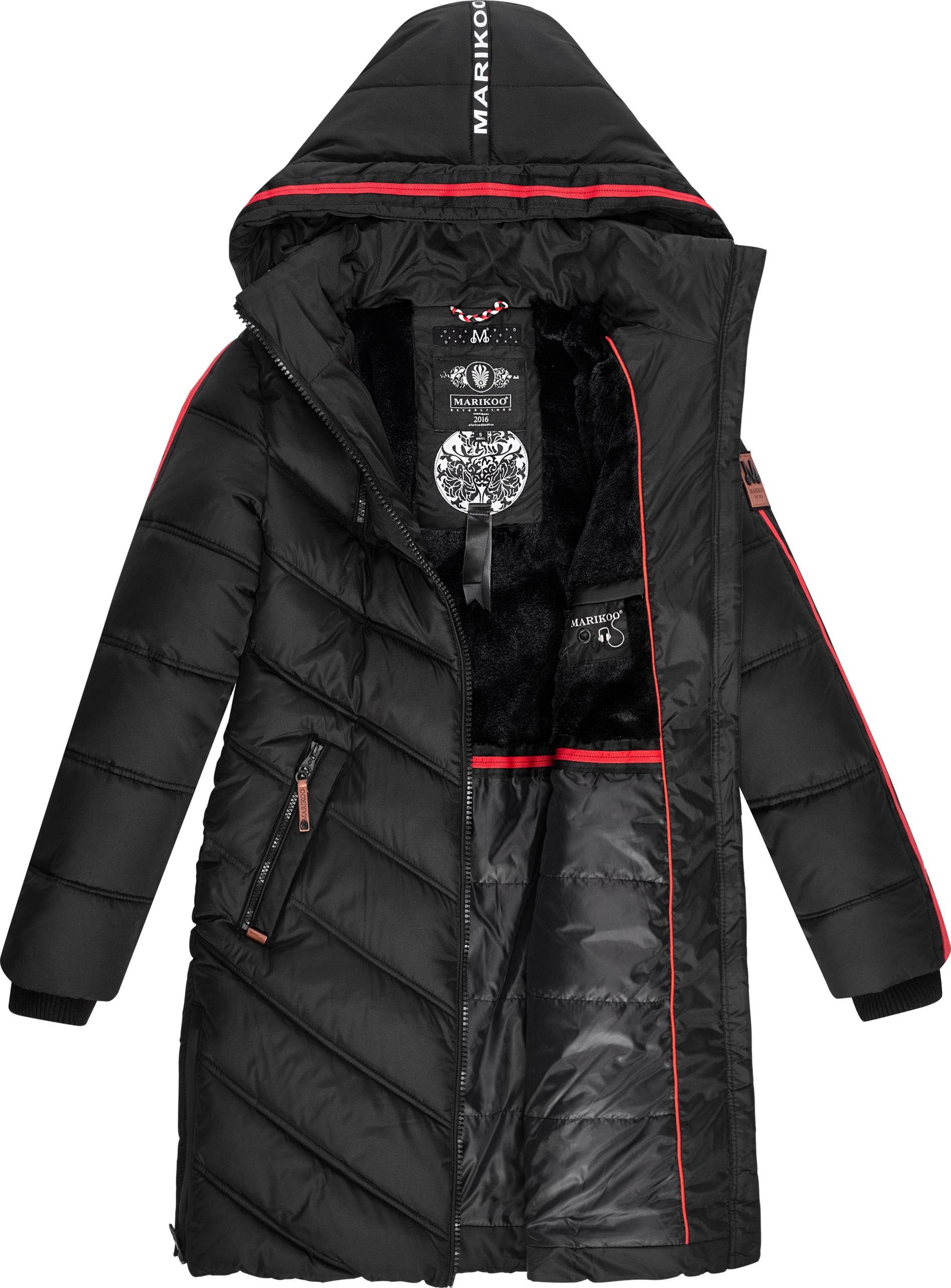 Marikoo Wintermantel Armasa modischer Damen Winter Steppmantel mit Kapuze