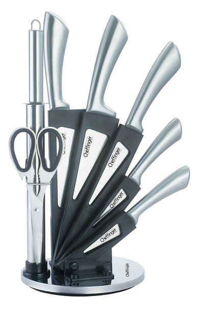 Cheffinger Messer-Set 8-teiliges Profi Messer-Set Messerblock sehr hochwertiges Selbstschärfen Messer Küchenmesser Set Kochmesser Edelstahl