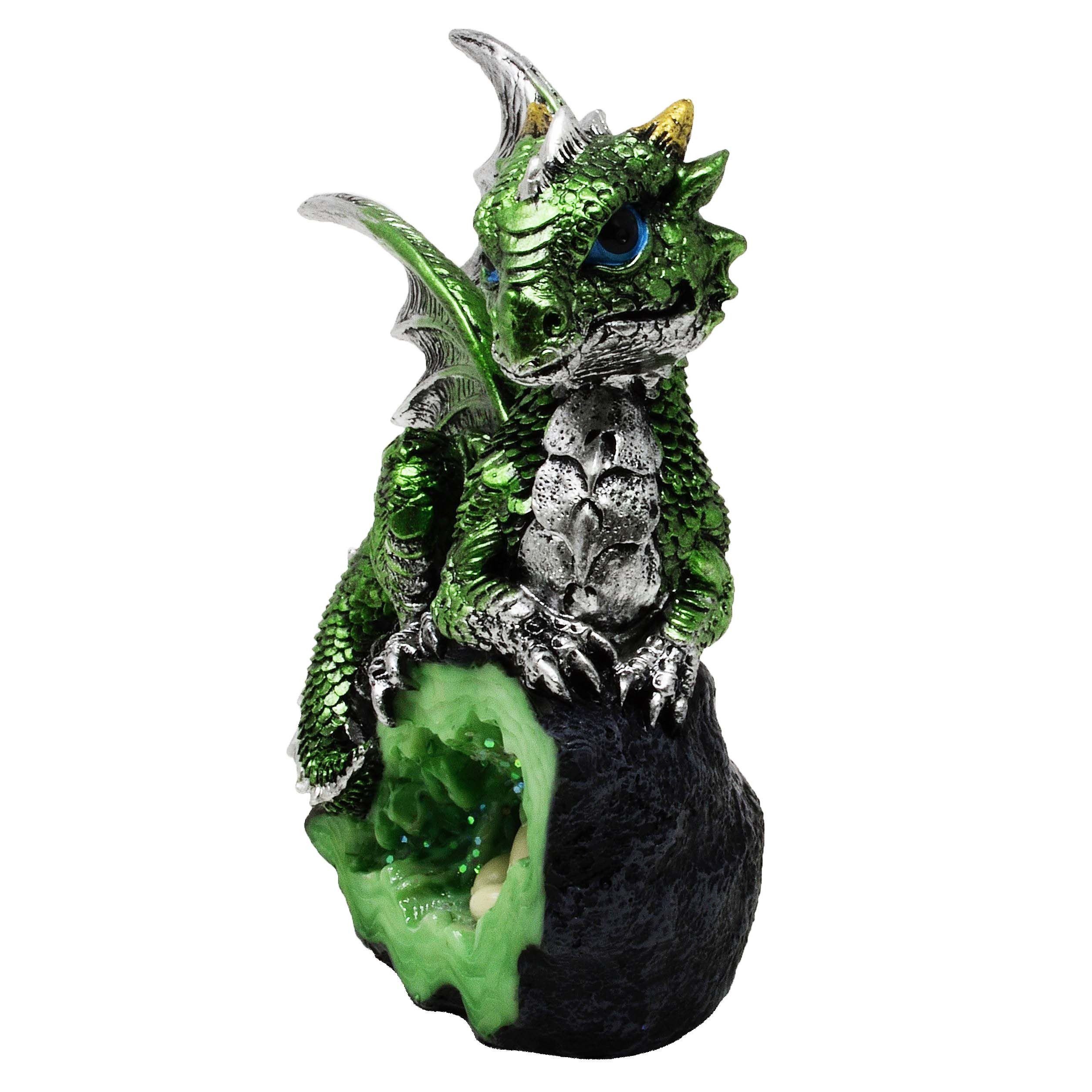 MystiCalls Fantasy-Figur Dekofigur Drache grün mit Dracheneier Drachenfigur Fantasy (1 St), Perfekt zu jedem Anlass - Geburtstag, Weihnachten