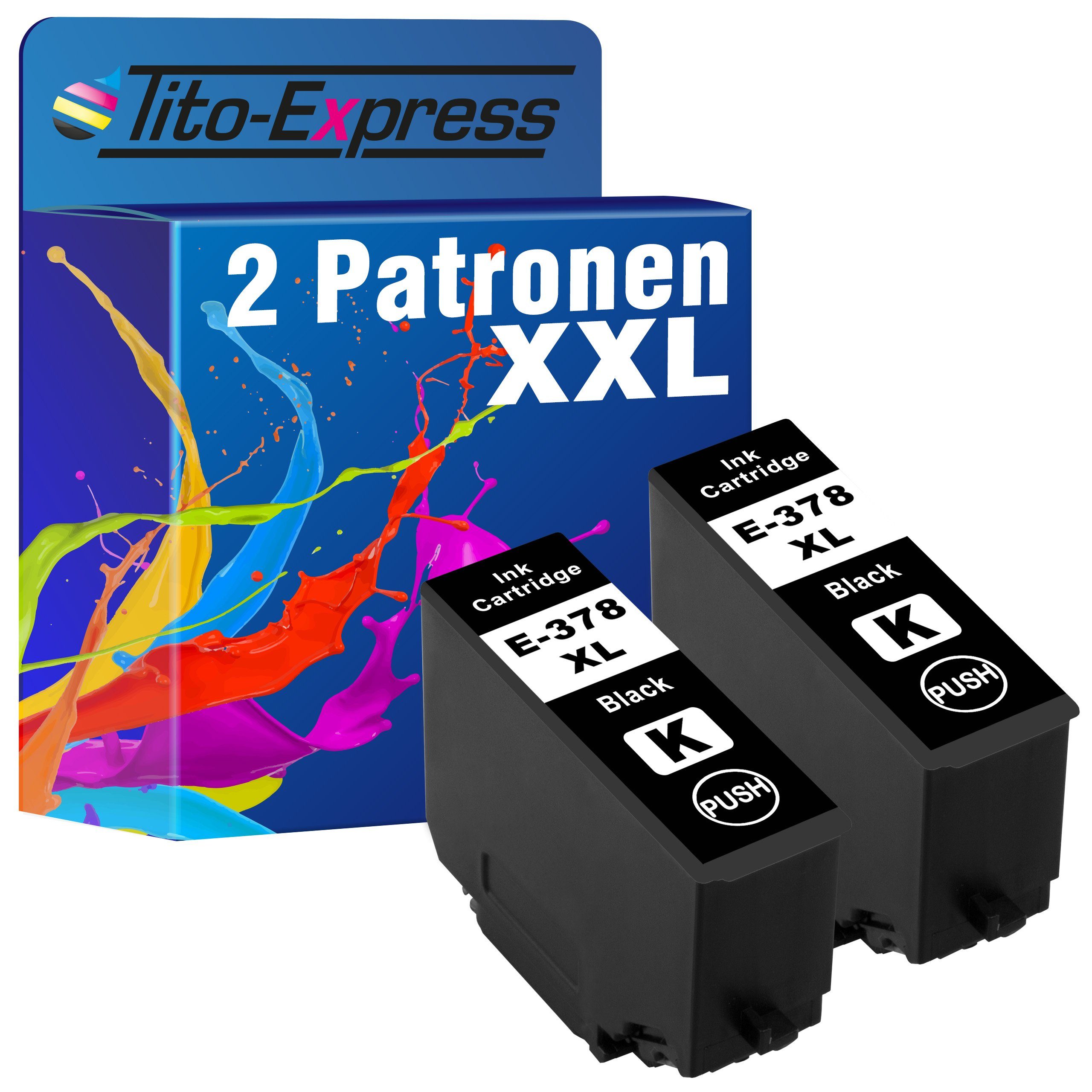 Tito-Express 2er Set ersetzt Epson 378 XL 378XL T3791 Black Tintenpatrone (Doppelpack, für Expression Photo XP-8700 XP-8605 XP-8600 XP-8500 XP-8505)
