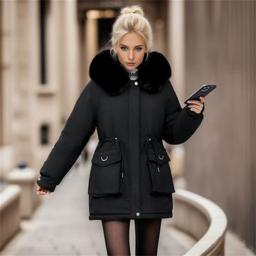 RUZU UG Anorak Damen Winterjacke Wintermantel Locker taillierte Kapuze Mantel Jacke (1-St)